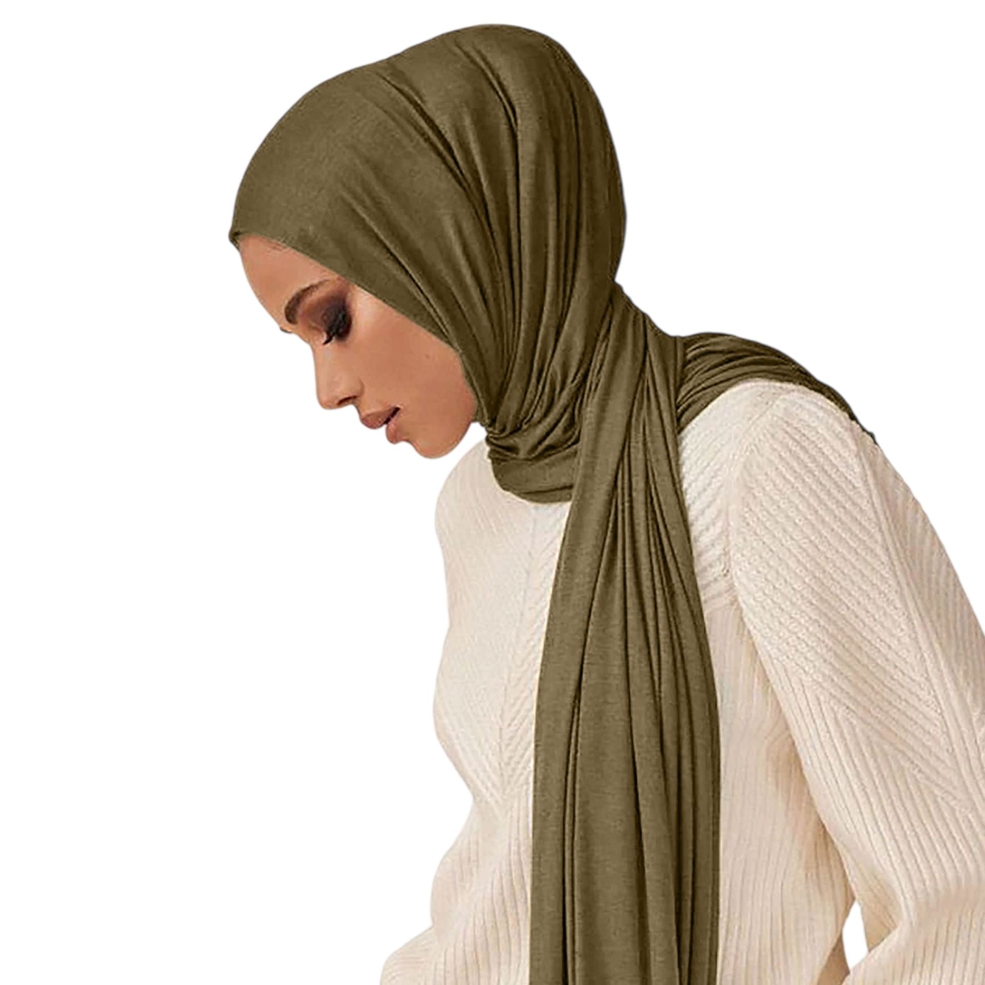 Mercerized Cotton Hijab Scarf for Women Breathable Long Shawl