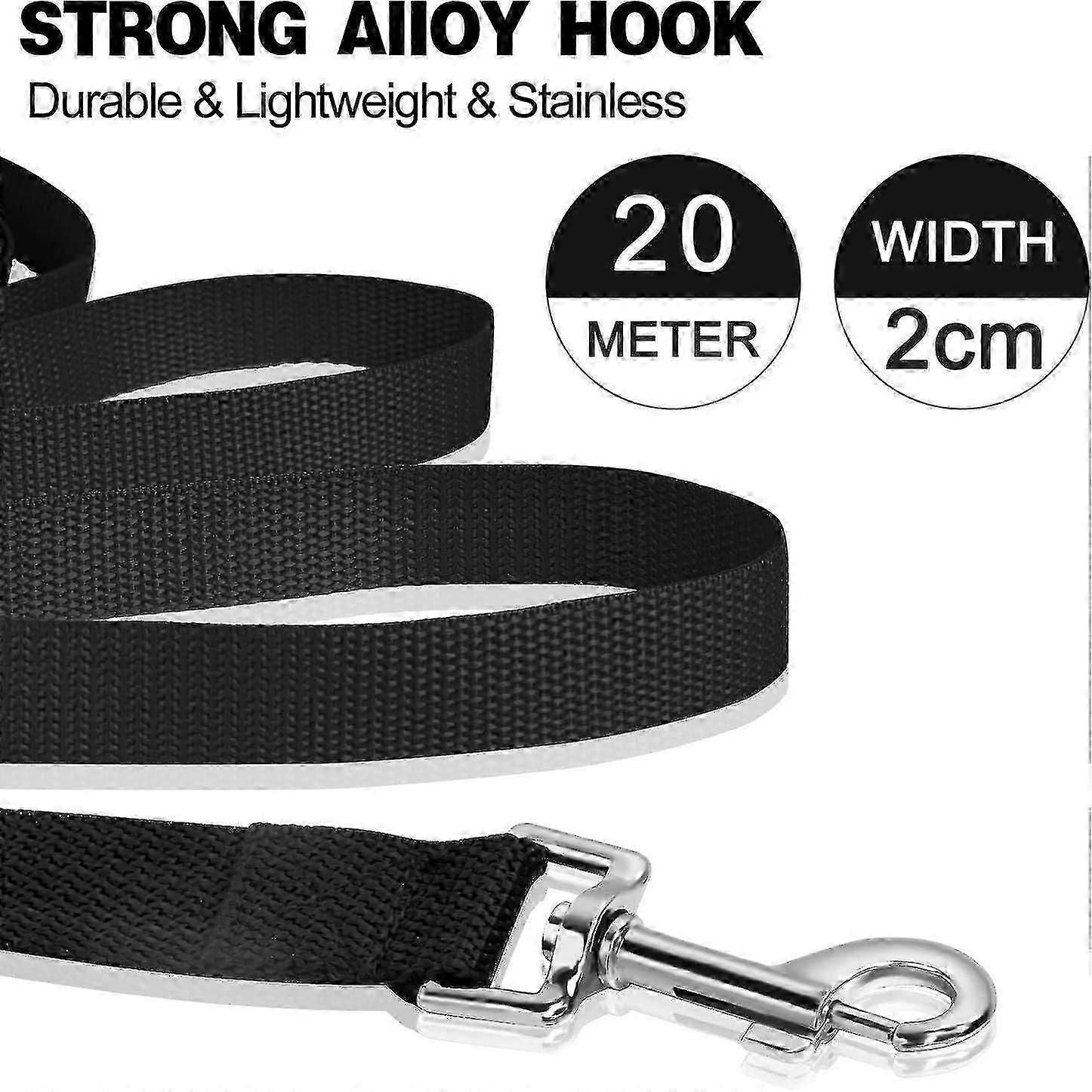 Dog Training Leash Dog Lanyard Strap Long Leash With Padded Handle For Small To Large Size -20m Dogs, Black