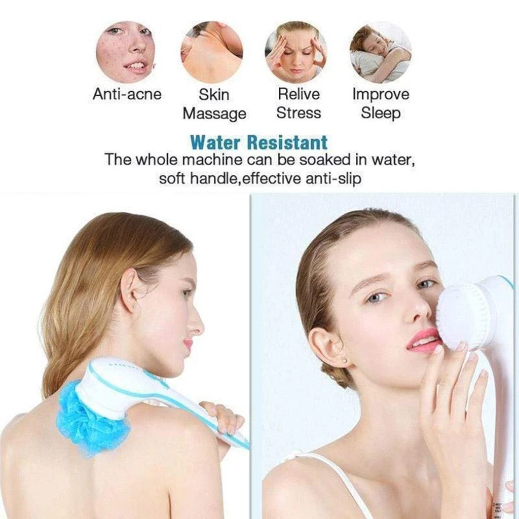 Electric Bath Brush Silicone Back Scrubber Rechargeable Shower Brush For Body Cleansing