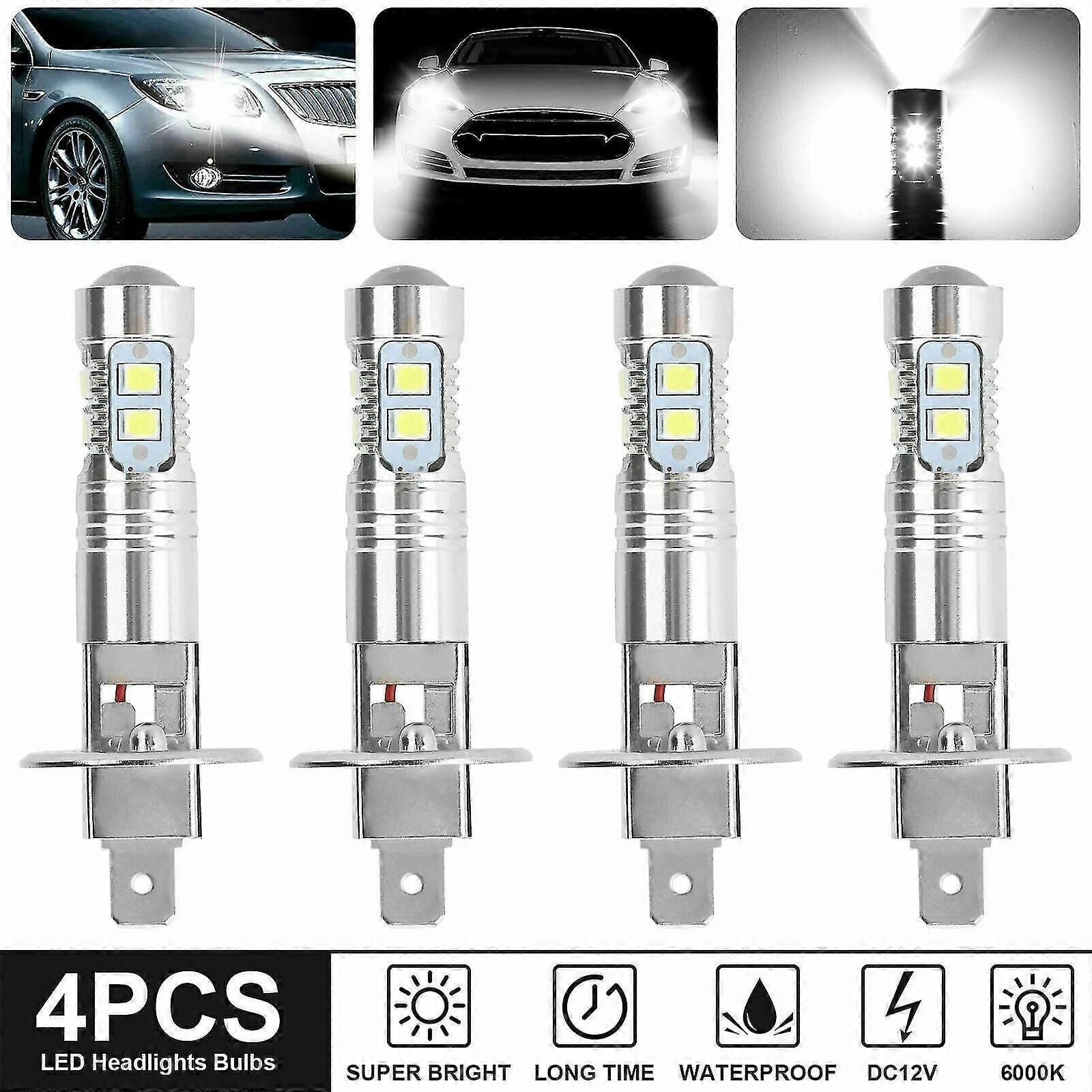 4pcs H1 Led Headlight Fog Driving Light 6000k Super White 200w