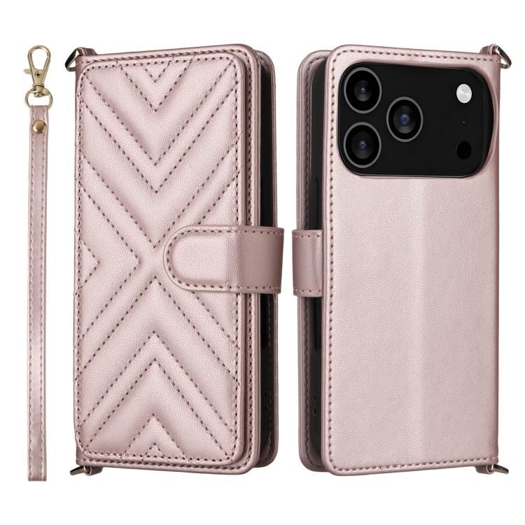 For iPhone 18 Pro Max / iPhone 17 Pro Max Multifunctional 6-Card Slots Leather Phone Case with Wrist Strap