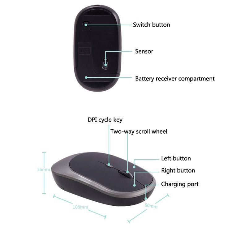 M030 Office Mute Mouse Wireless (Black) Wireless (Black)