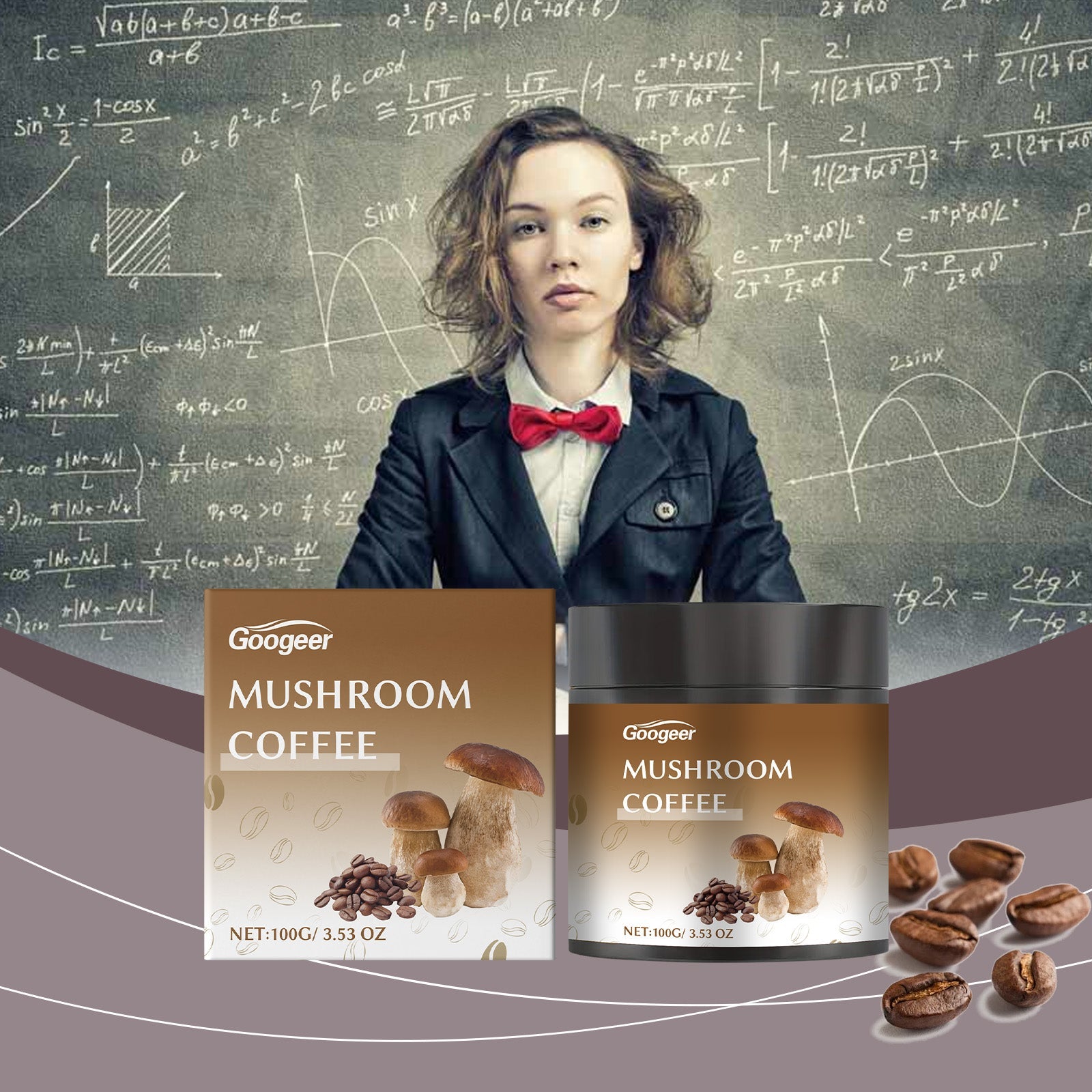 Mushroom Instant Coffee, Low Sugar, Boost Focus, Healthy Energy Drink ,100g