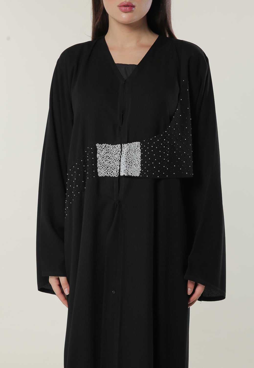 MOiSTREET Black Abaya with Handwork