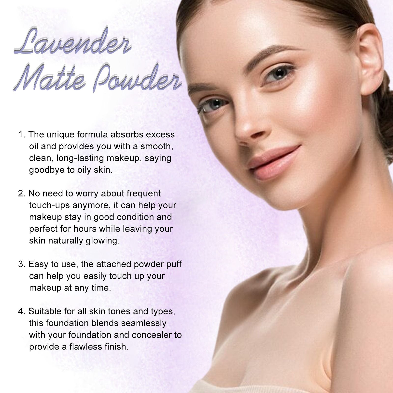 Lavender Matte Pressed Powder Oil Control Long-Lasting 10g