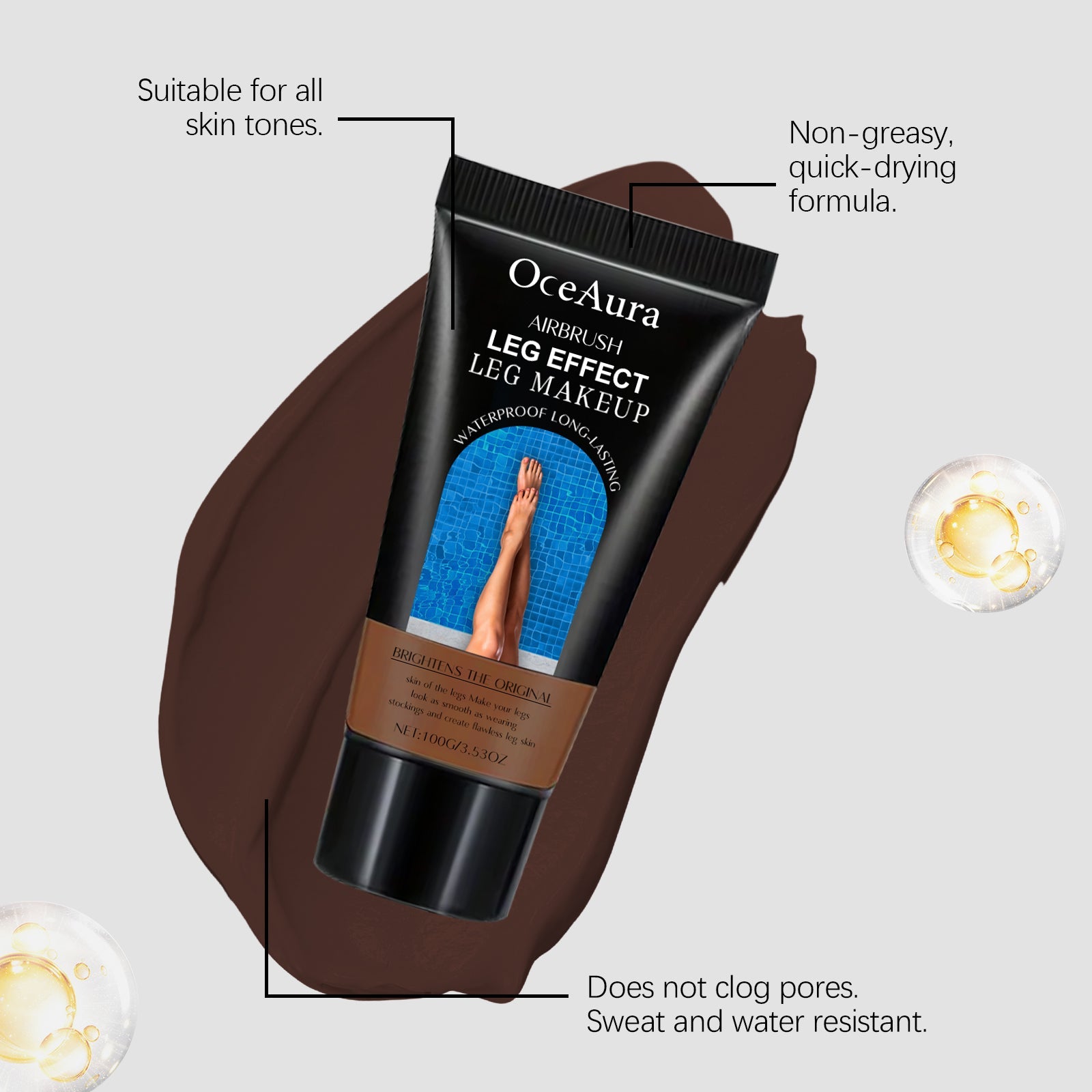 Blackening Foundation for Legs, Summer Beach Glow, Flawless Bronze Skin ,100g
