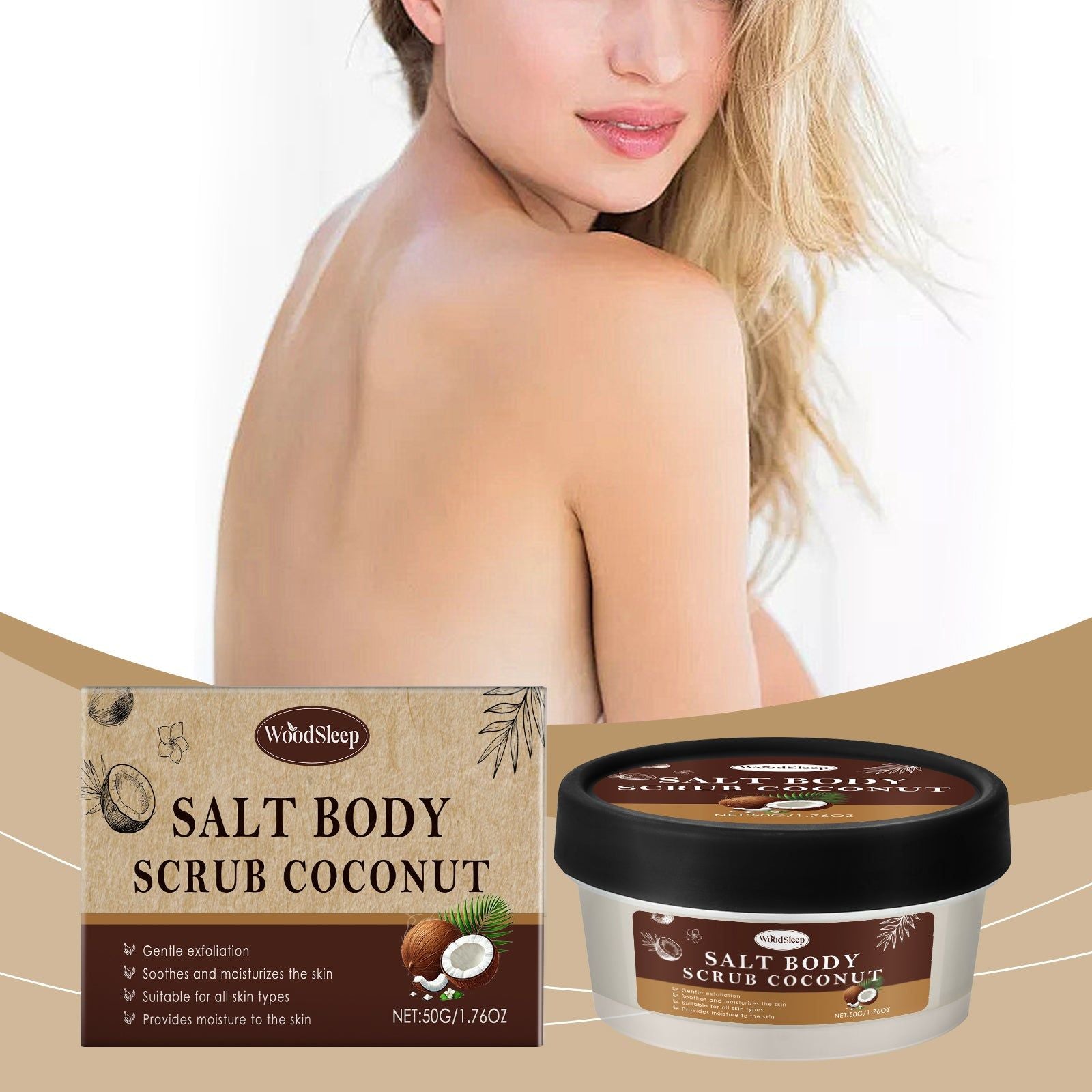 Coconut Body Scrub, Hydrating Exfoliant for Smooth, Bright Skin, Body Cleansing ,50g