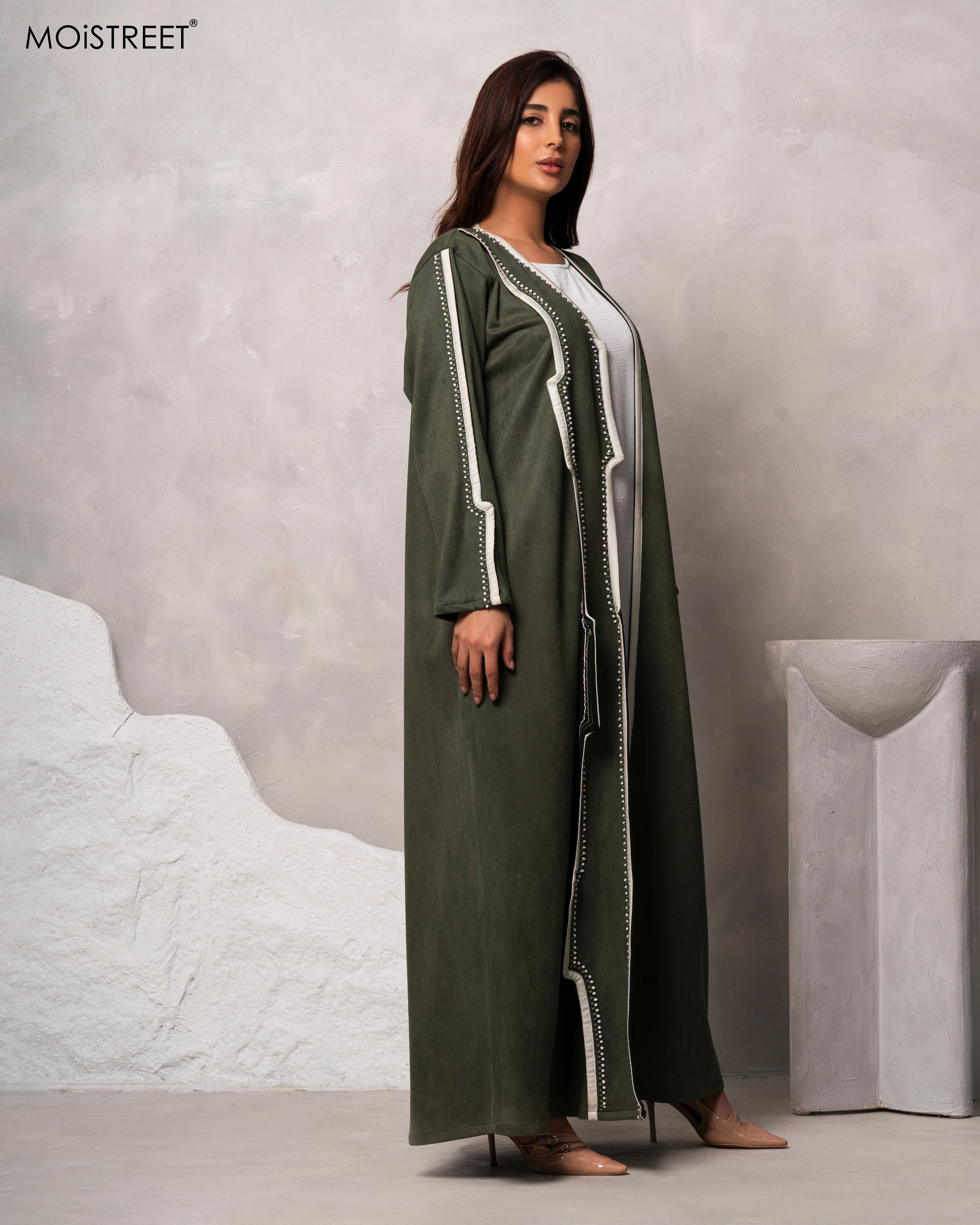 MOiSTREET Handmade Suede Shamua Abaya