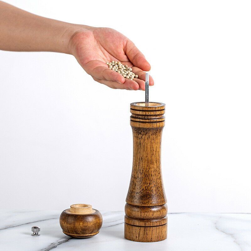 Salt Pepper Grinder Vintage Wooden Oak Spice Mill Blender Stick Kitchen Tool