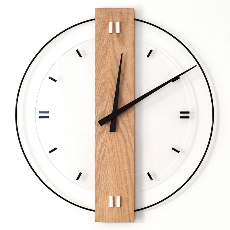 12 Inch Modern Wood Wall Clock, Silent Nordic Minimalist Home Decor Clock