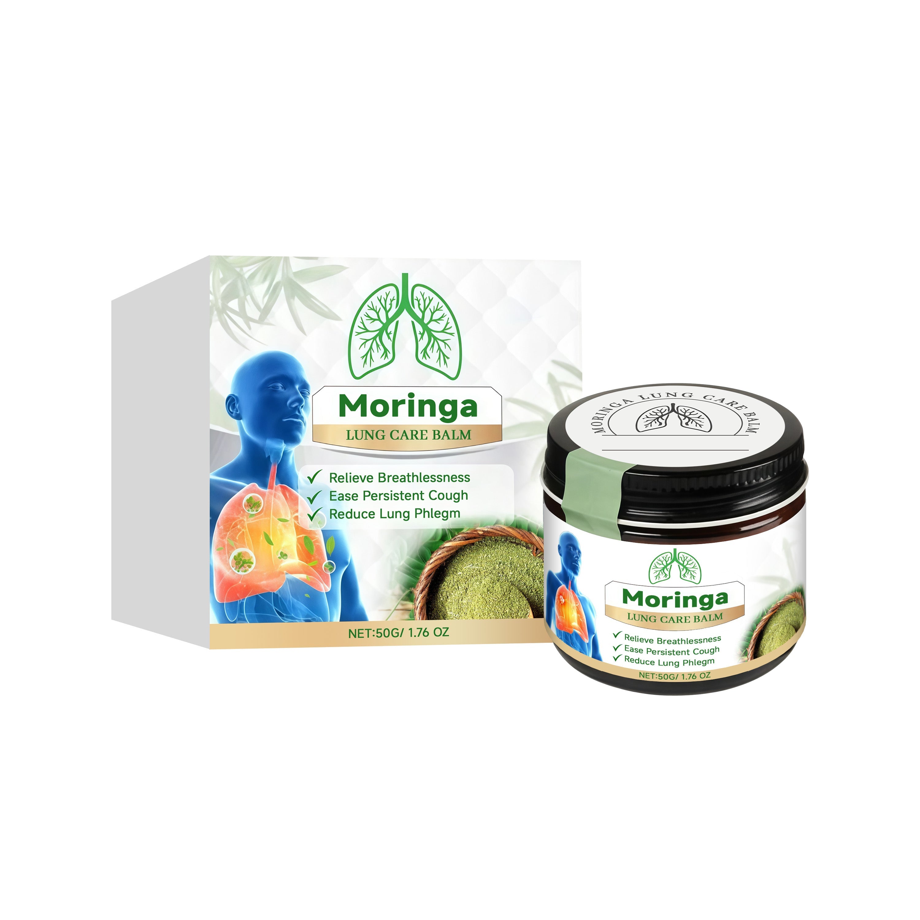 Boost Lung Health with Moringa Lung Care Balm, Natural Respiratory Support, 60g ,50g