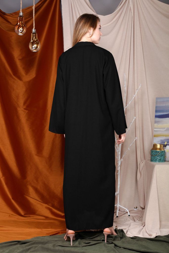 MOiSTREET Coat Style Abaya with Abstract Embroidery