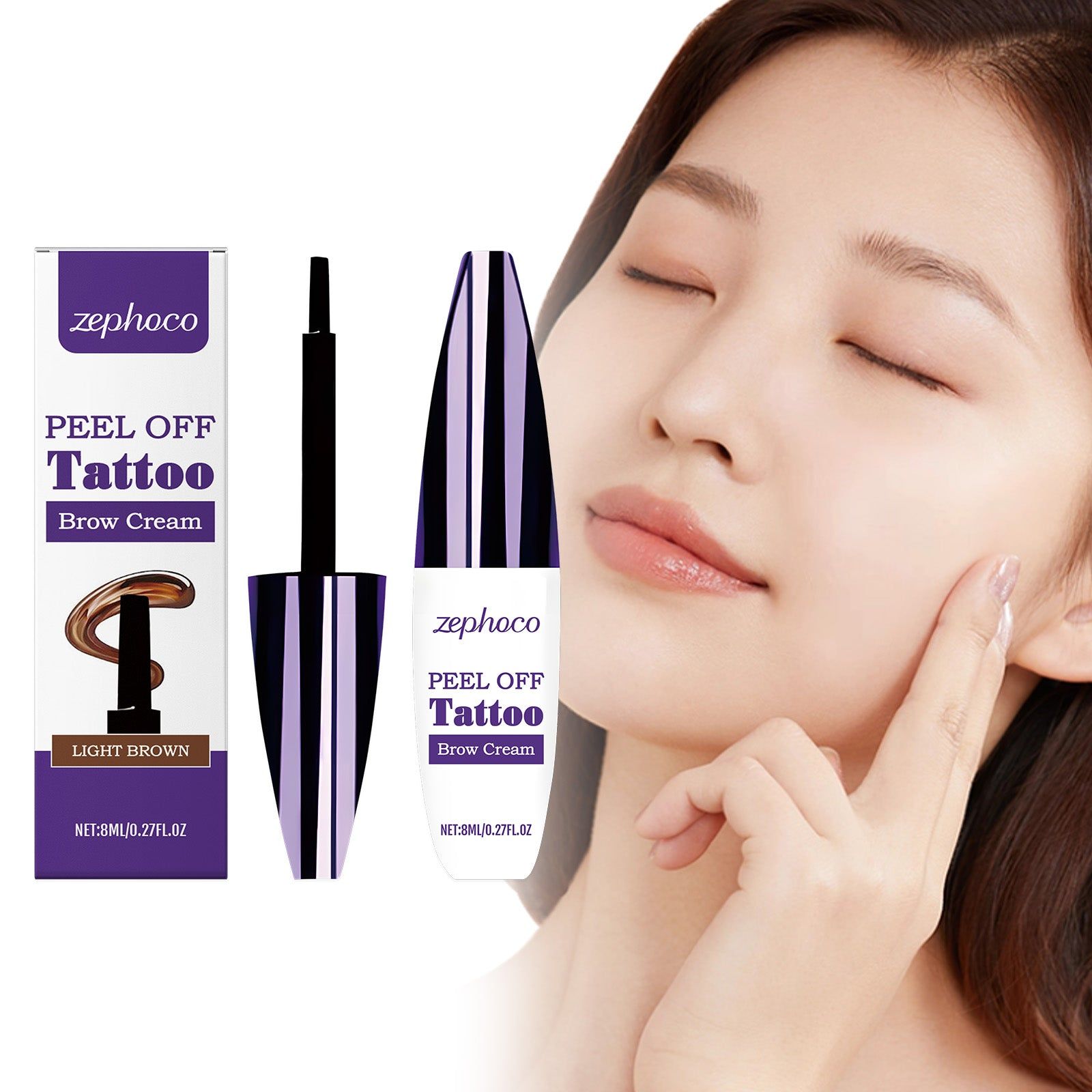 Long-Lasting Eyebrow Makeup, Tear-Off Liquid Pencil, Natural Hair Flow ,8ml