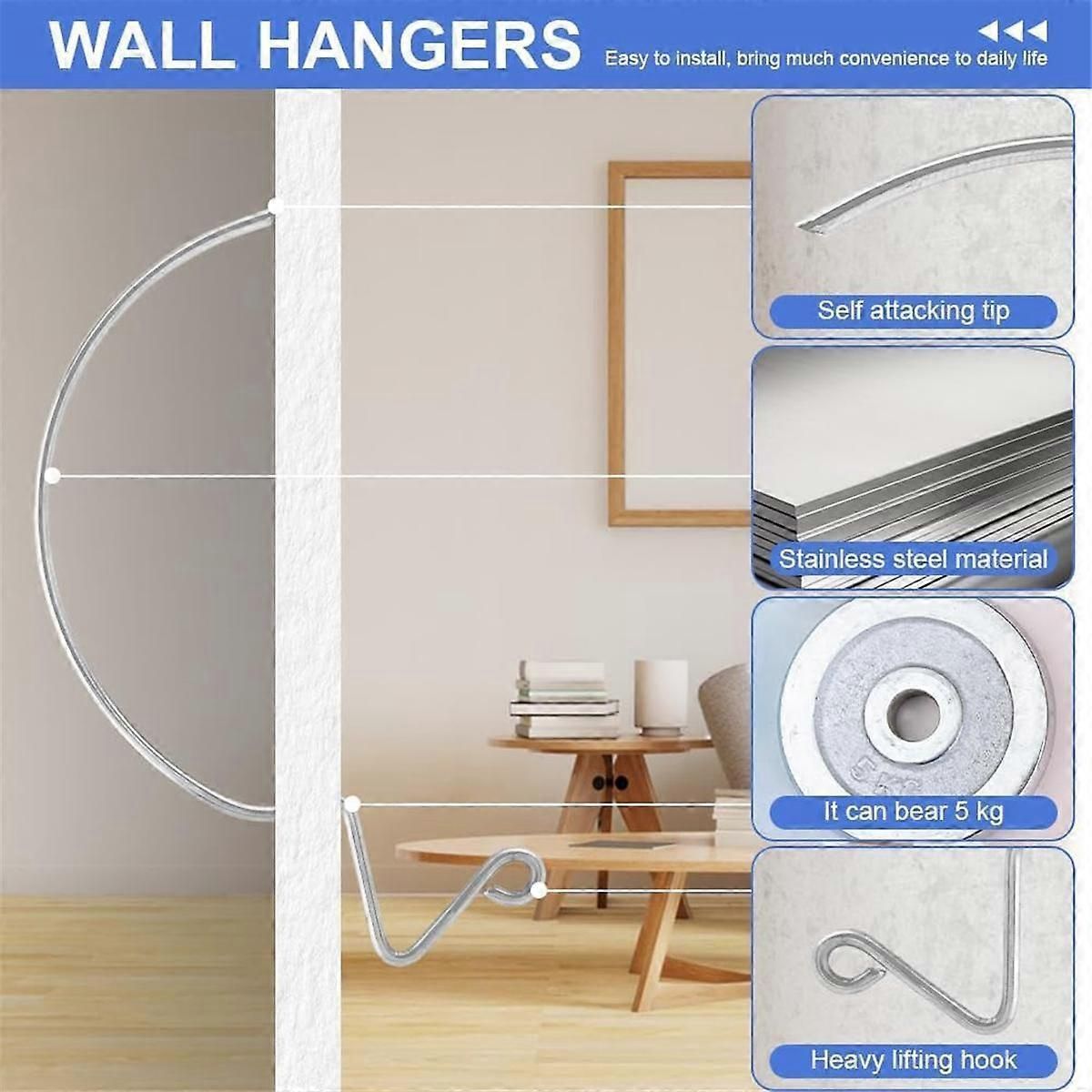 30 Pcs Stainless Steel Monkey Hooks For Wall Picture Hanging