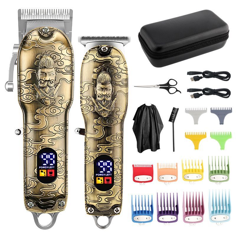 Gold 2-in-1 Hair Clipper Set Electric Trimmer with Accessories and USB