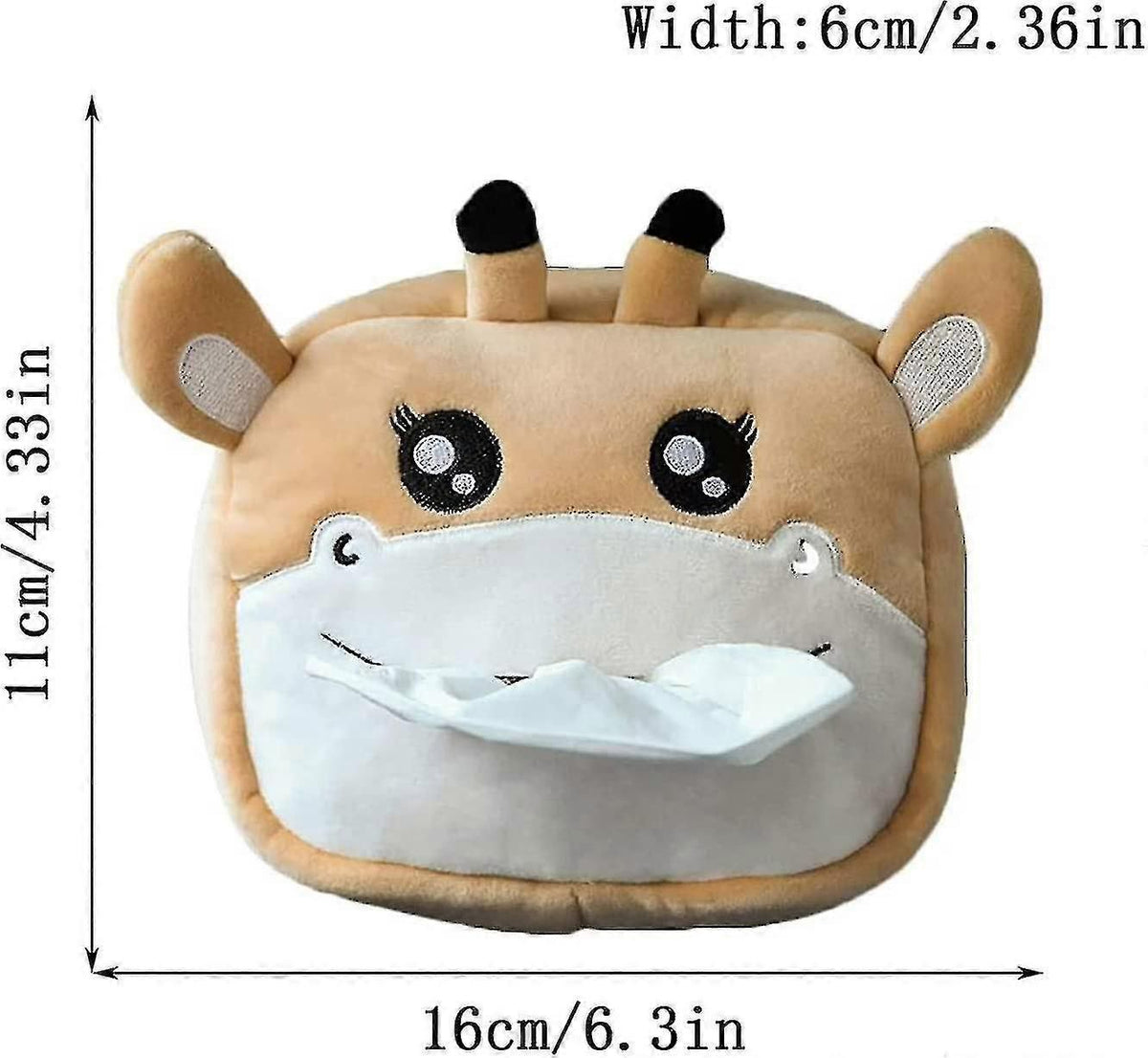 Plush Feather Tissue Box Cover with Fawn Design, Decorative Car and Home Dispenser for Bedroom, Living Room, Kitchen and Bathroom Organization
