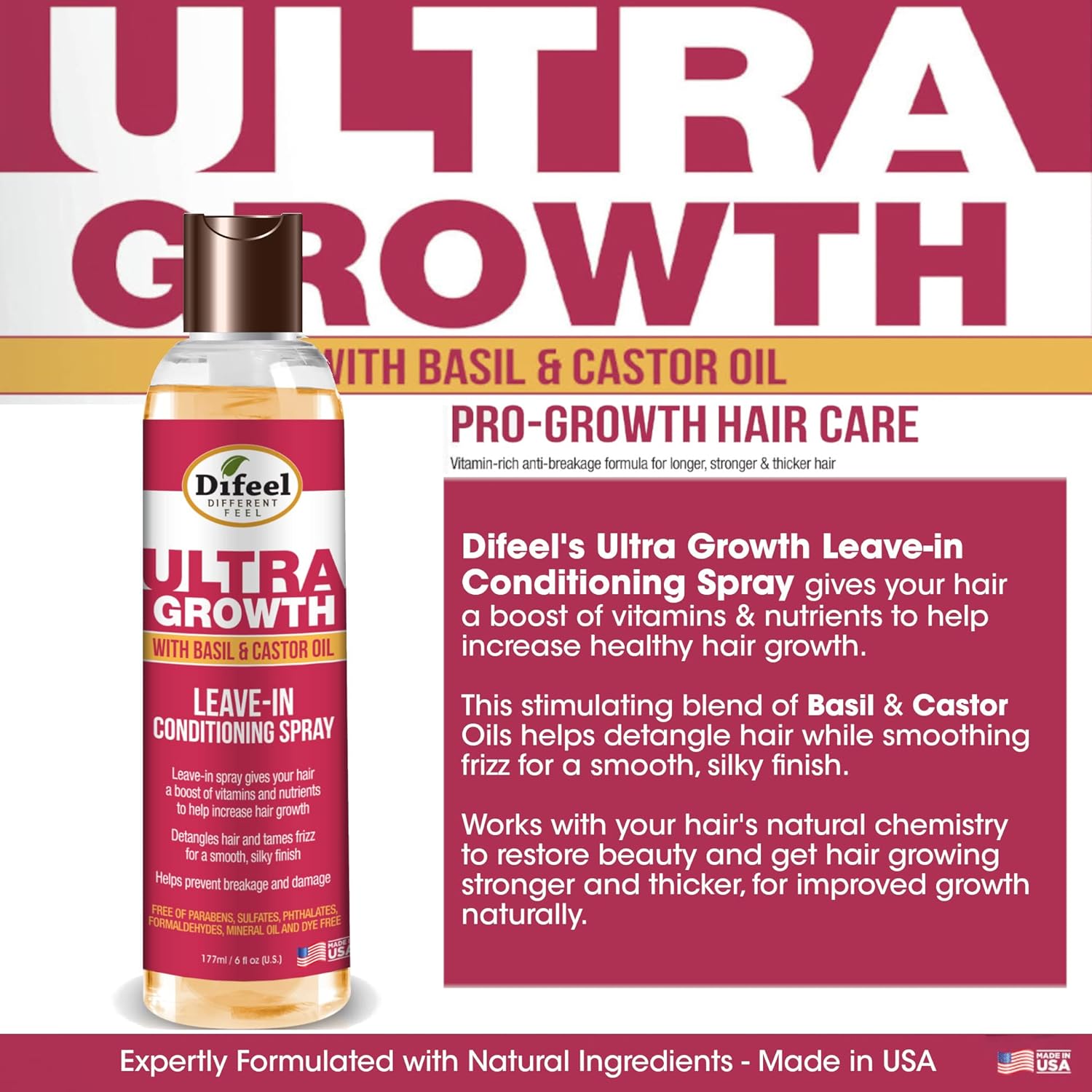 Difeel Ultra Growth Leave-In Conditioning Spray 177Ml