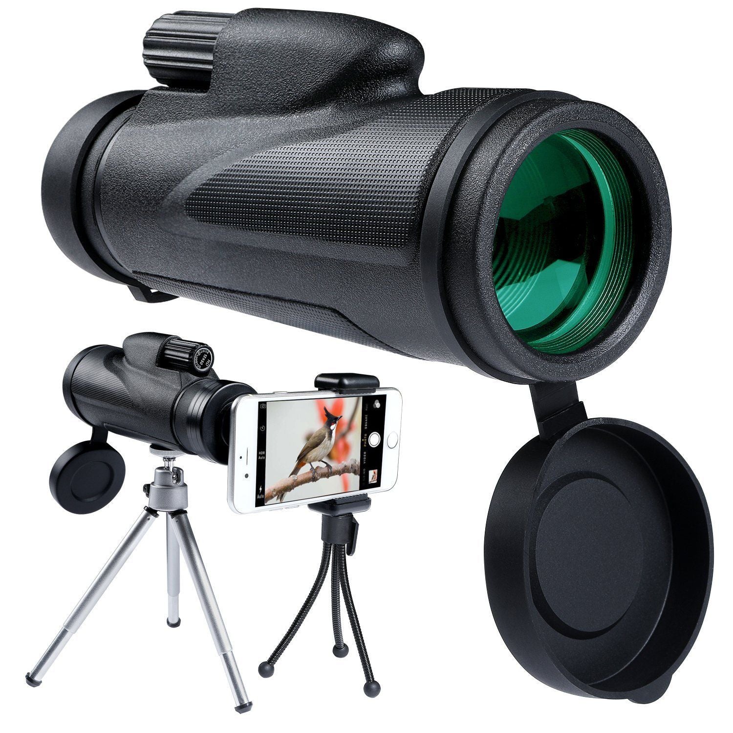 Monocular Scope Telescope Low Light Night Vision With Quick Smartphone Holder 12X50 HD
