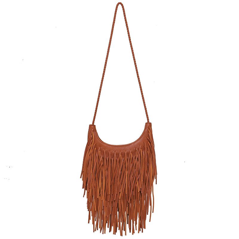 Vintage Fringe Hobo Bags Faux Leather Crossbody Bag with Long Tassels for Women