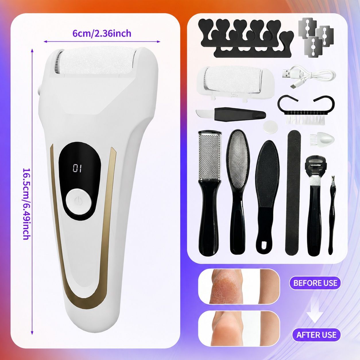Portable USB Electric Foot Callus Remover for Smooth Feet