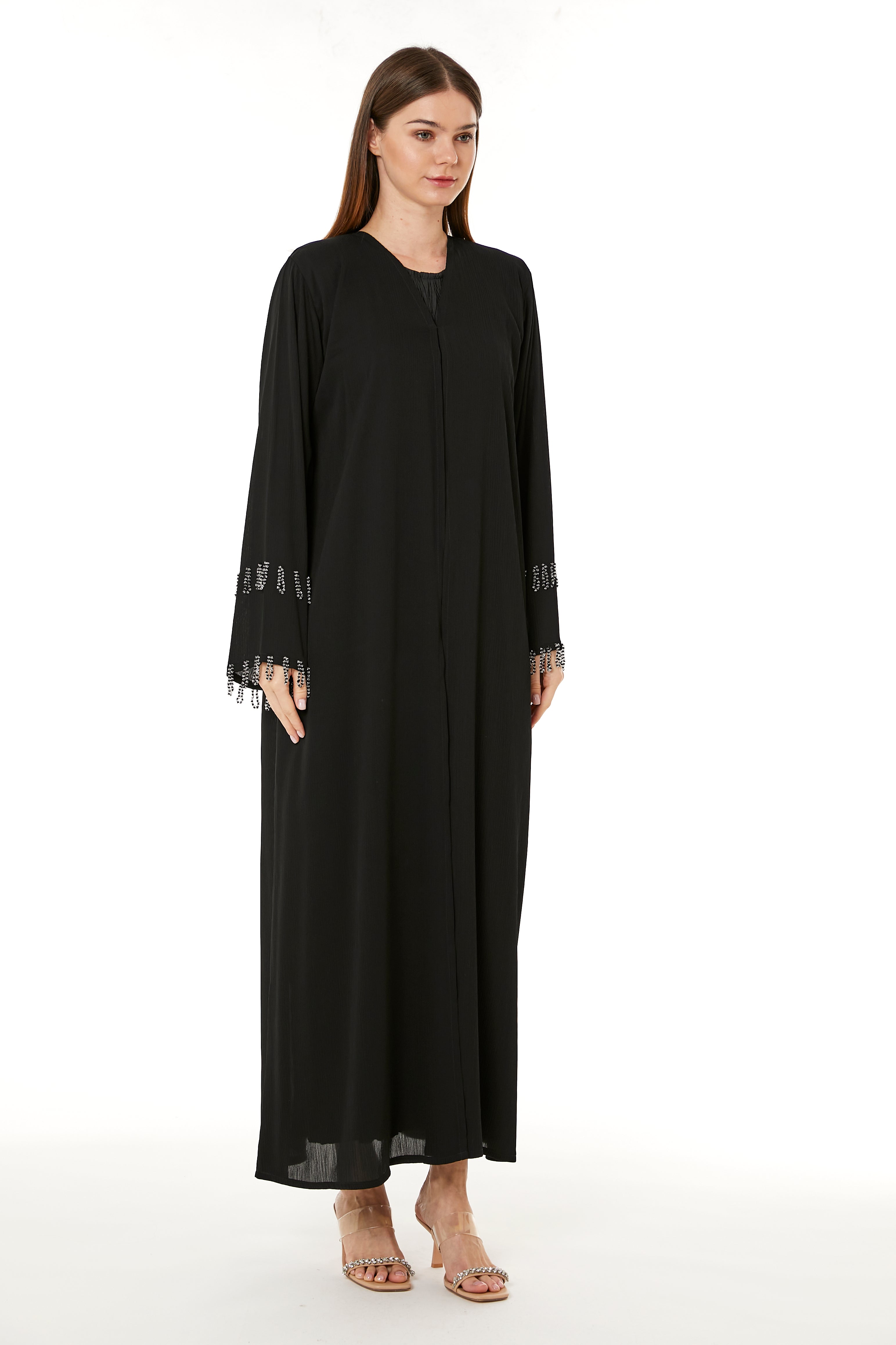 Black Zoom Hand Embellished Abaya