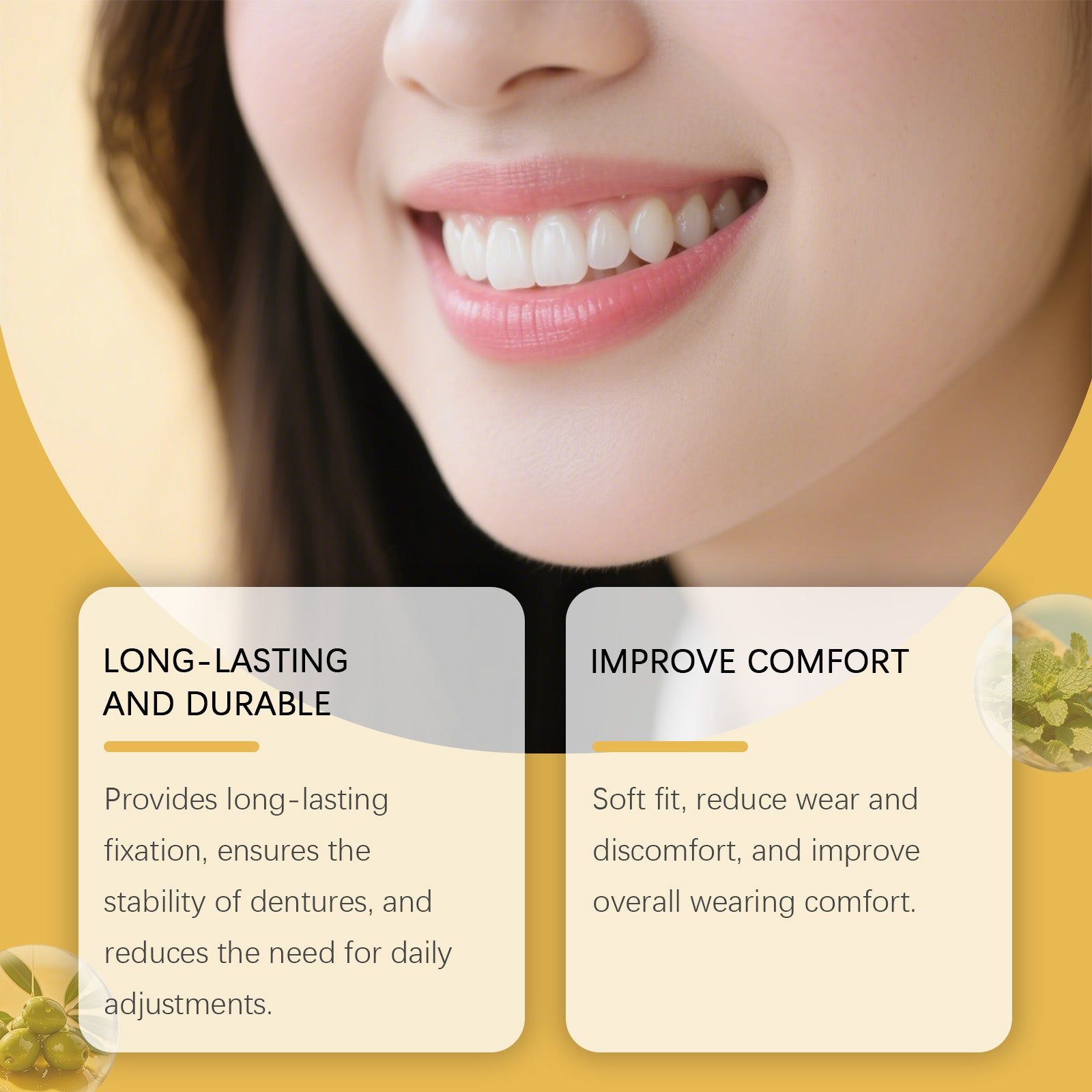 Strong Denture Fixation Adhesive, Long-Lasting, Comfortable, Natural Smile ,68g