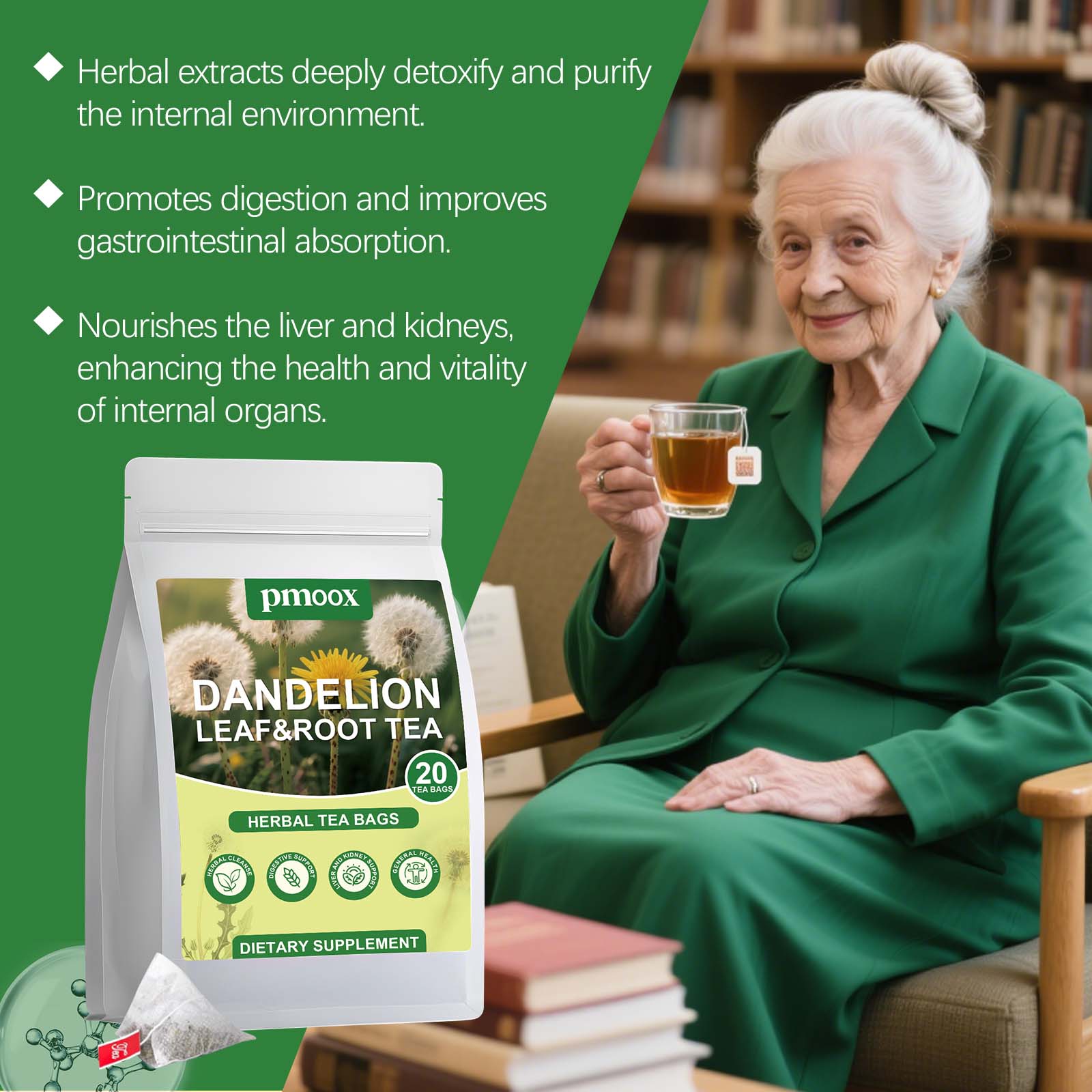 Herbal Dandelion Tea for Body Care, Detox, Digestive Support, Natural Wellness ,20pcs