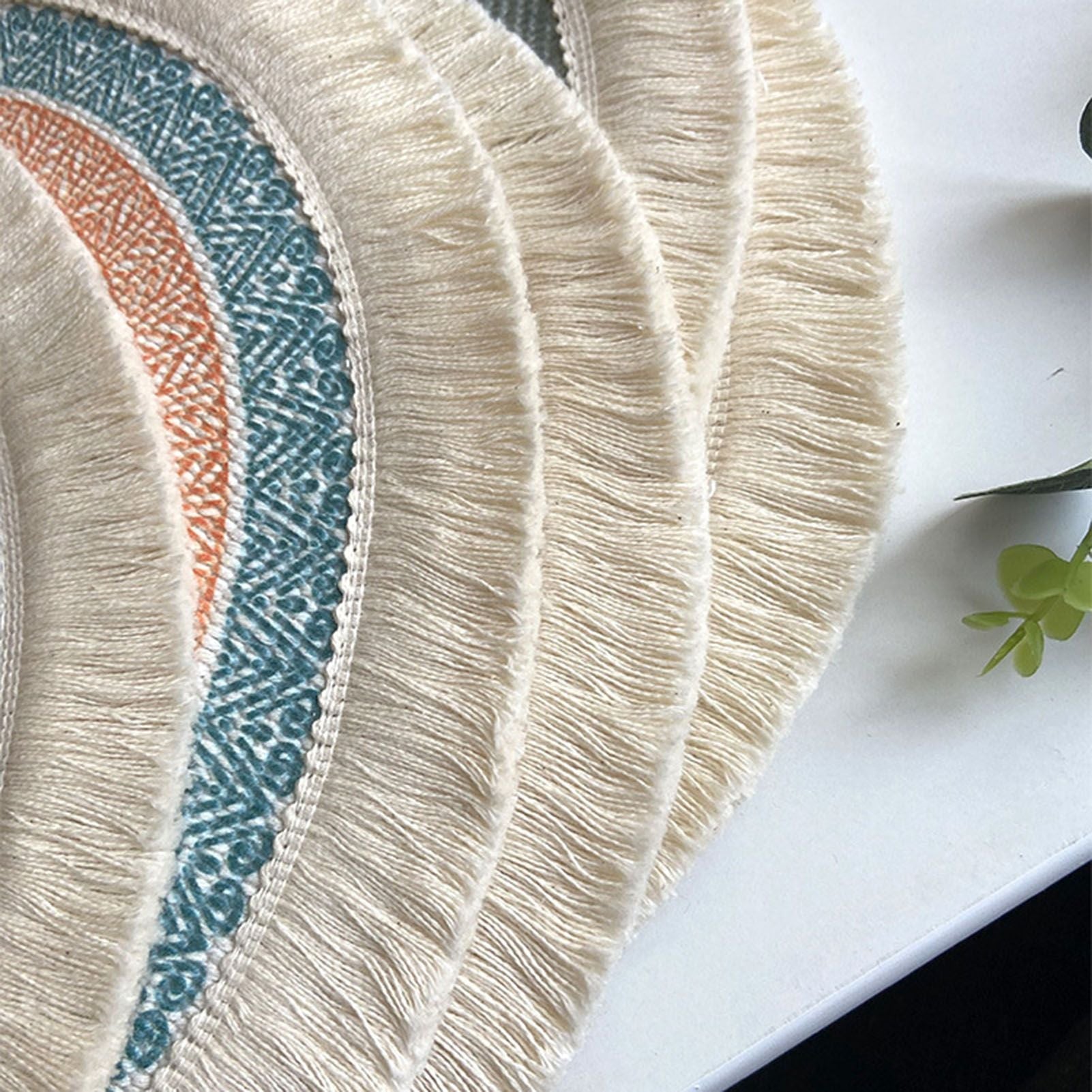 3pcs Boho Round Placemat Cotton Woven Macrame Tassels Table Mats Home Decor