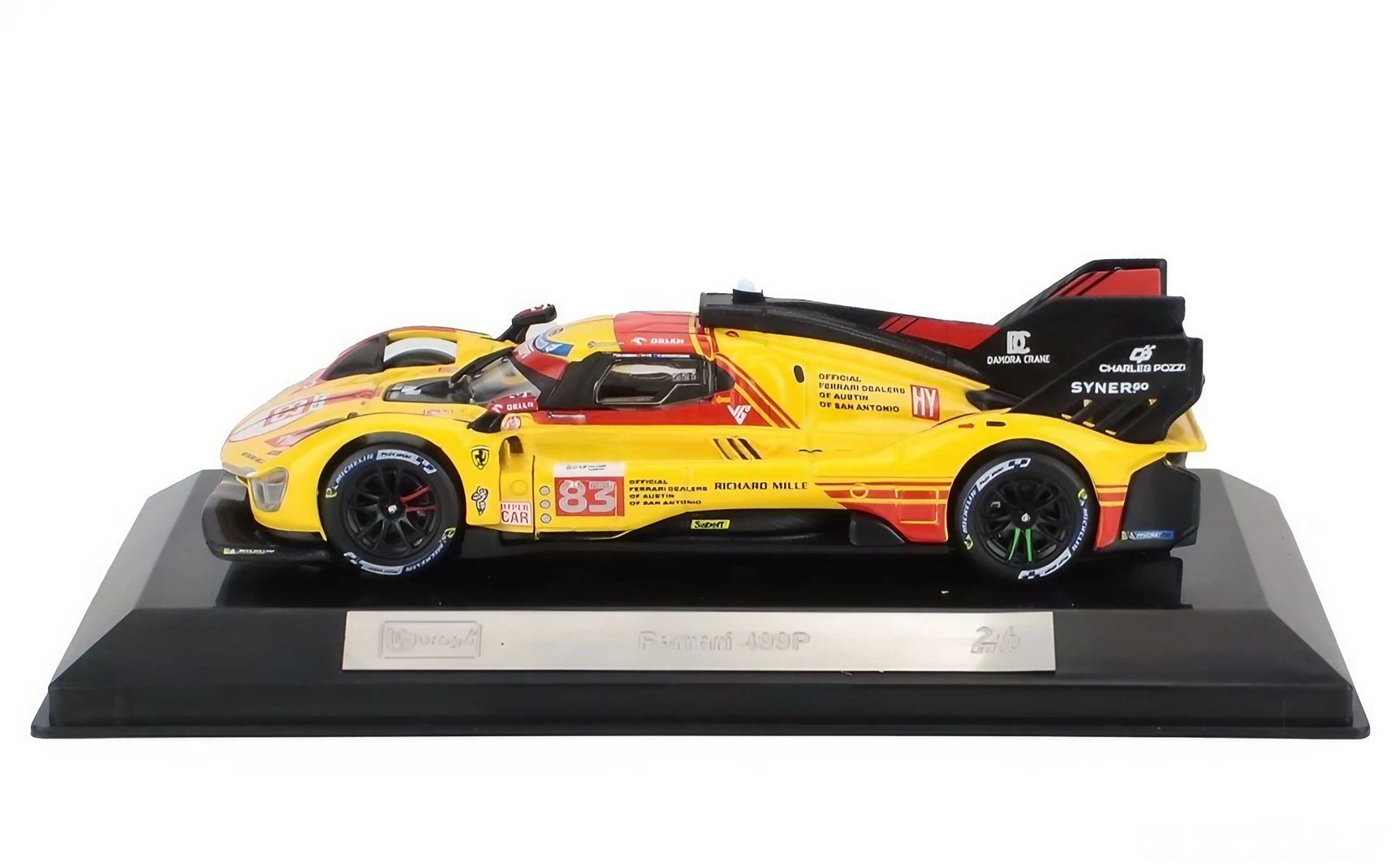 Bburago Racing 24h LeMans Hypercar 2024 Ferrari 499P #83 Robert Kubica Die-cast Car (1:43, Red/Yellow), 14+ years