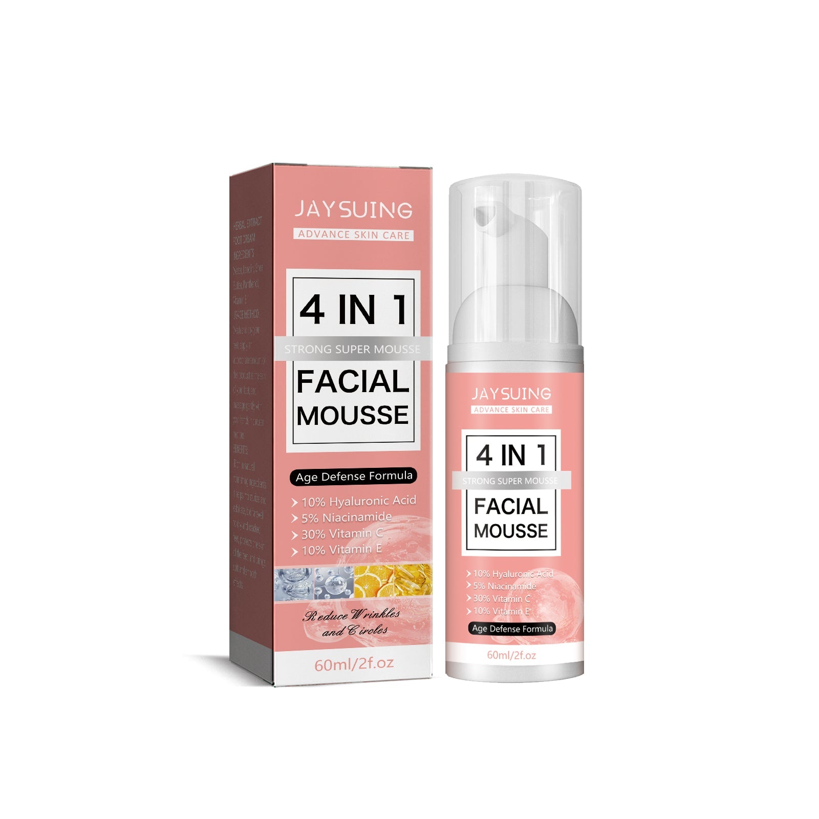 4-in-1 Deep Cleansing Mousse, Gentle Face Wash, Brightening, Hydrating ,60ml