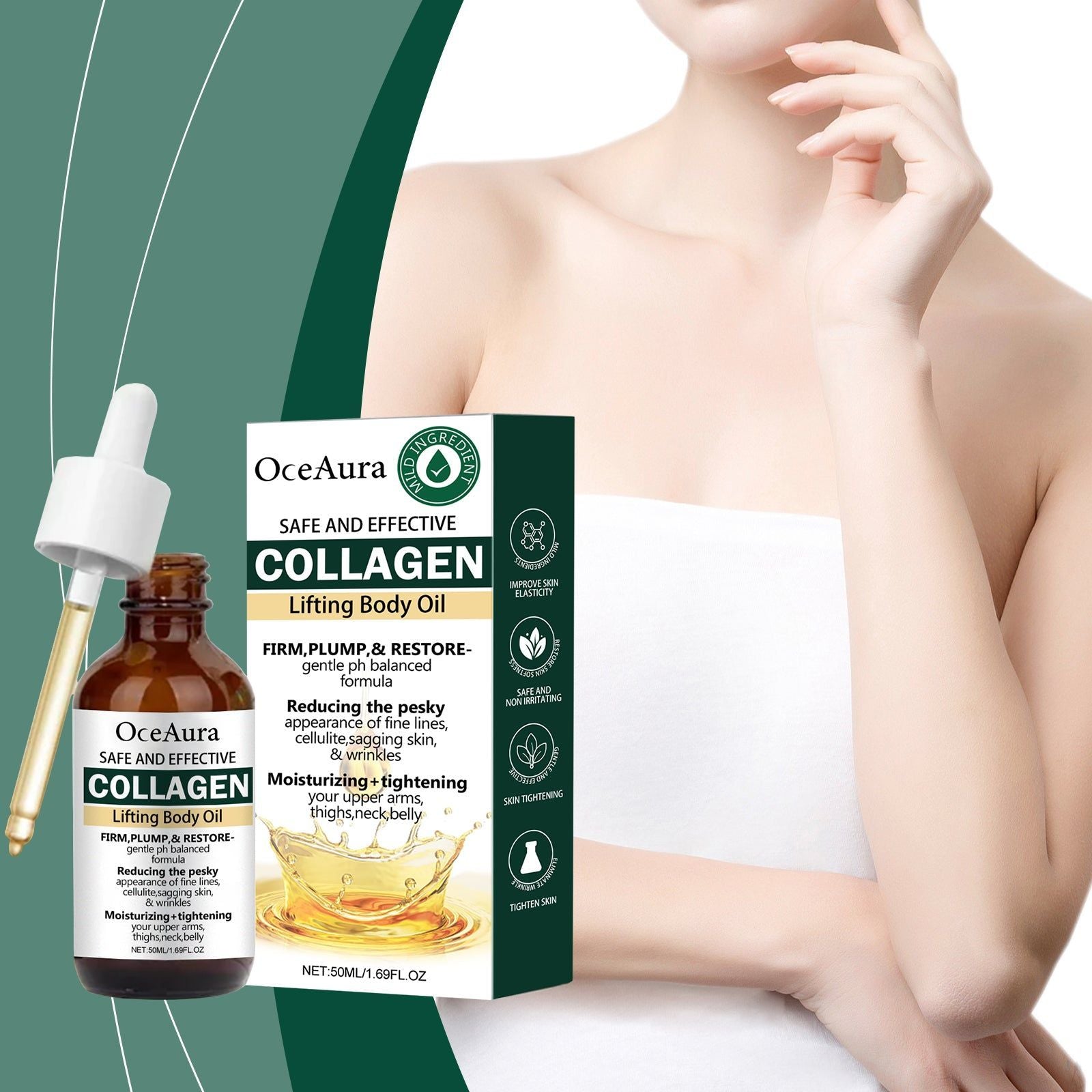 Collagen Body Oil, Hydrating Moisturizer for Smooth, Firm Skin ,50ml