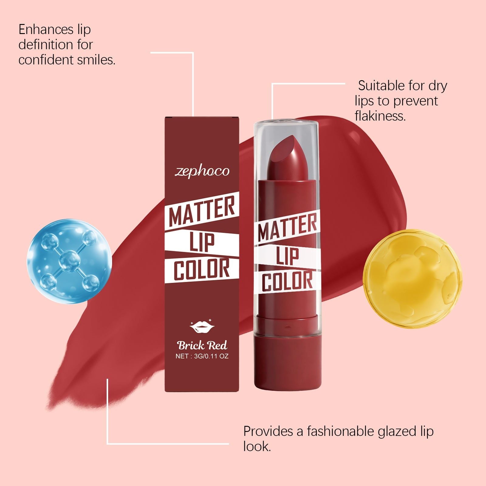 Brighten Your Look with Moisturizing Red Lip Gloss, Nourishing & Long-Lasting ,3g