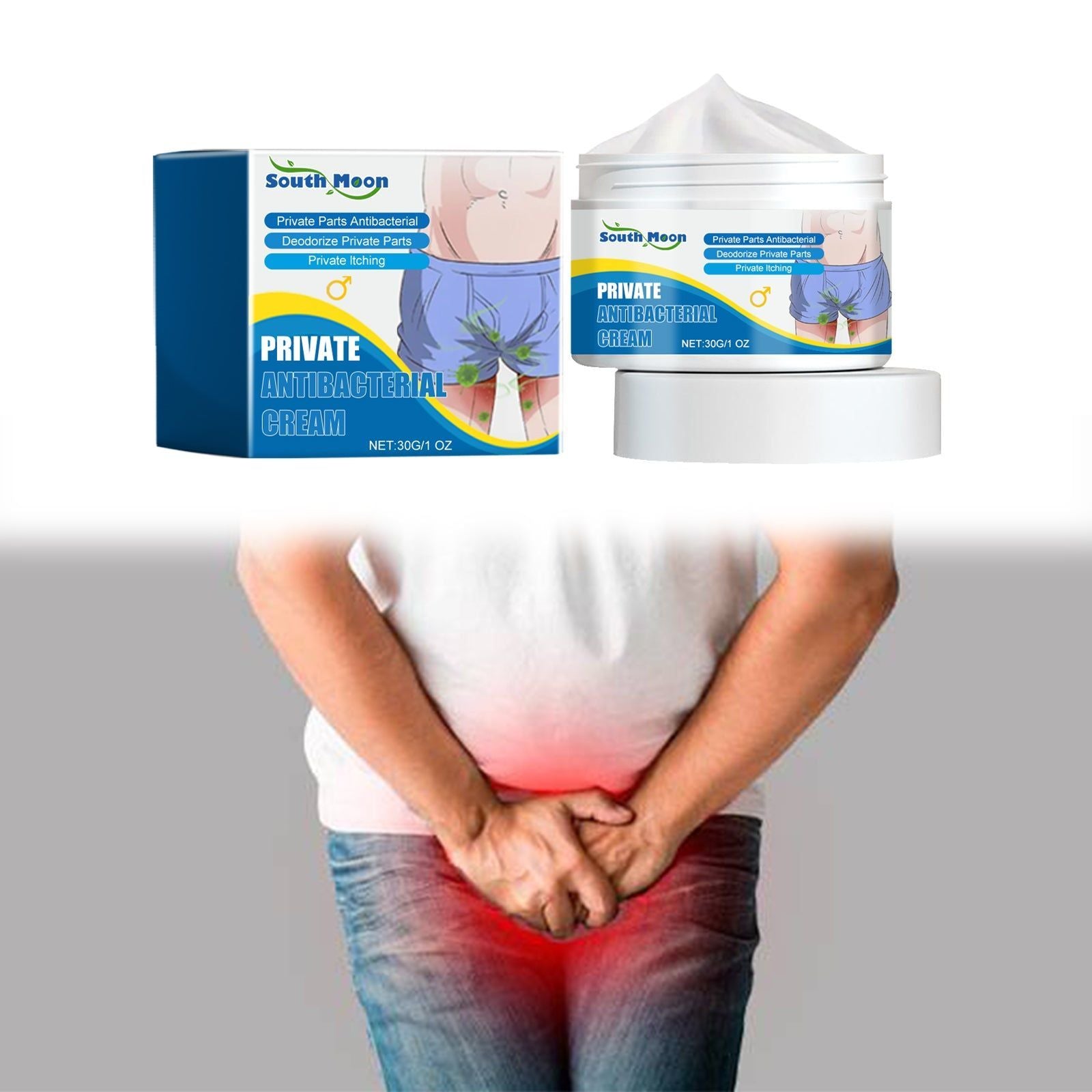 Men's Anti-Itch Cream, Body Care, Moisturizing, Odor & Pain Relief ,30g+60pcs nose strip