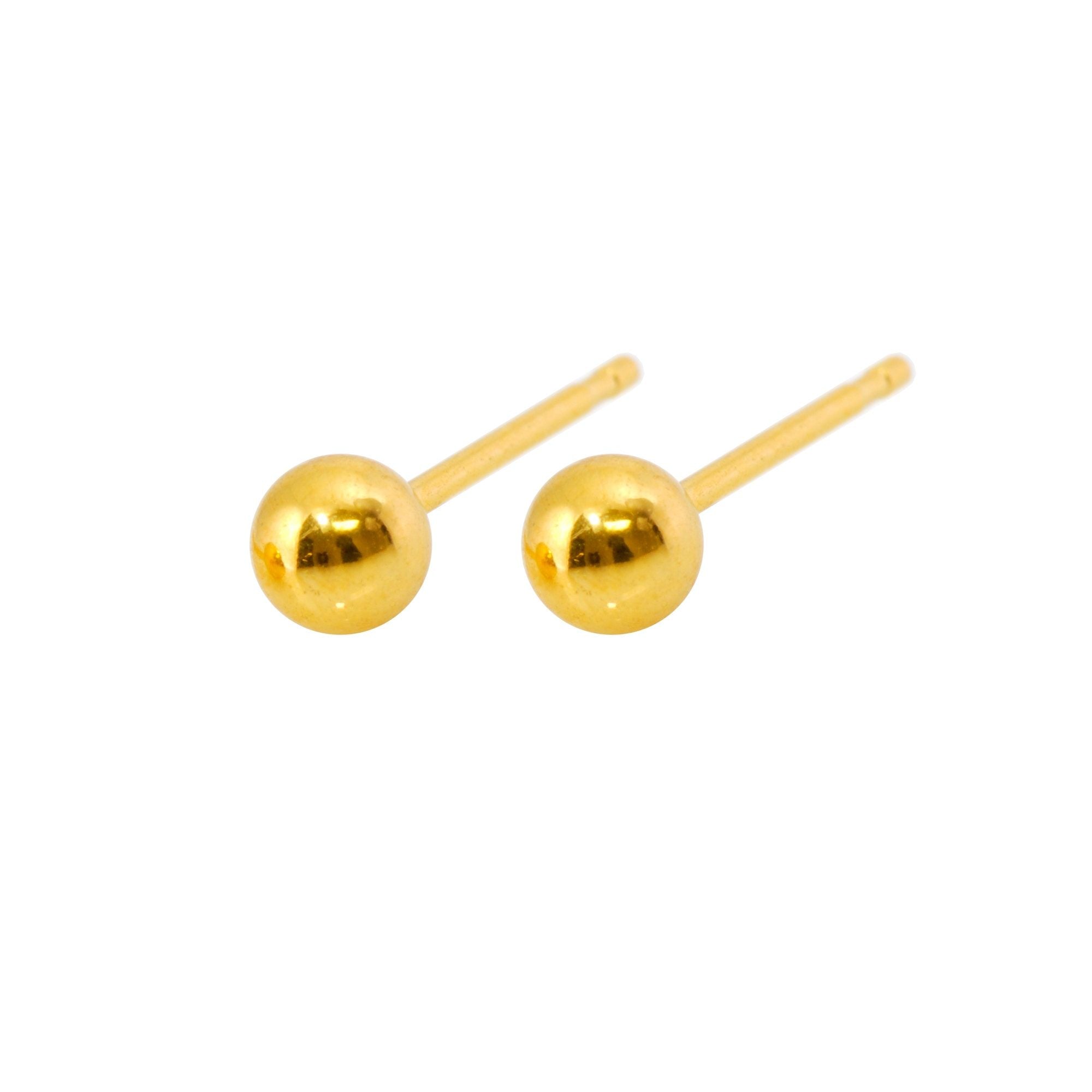 Caflon Fashion Sense Gold Plated Ball Earring, 4mm