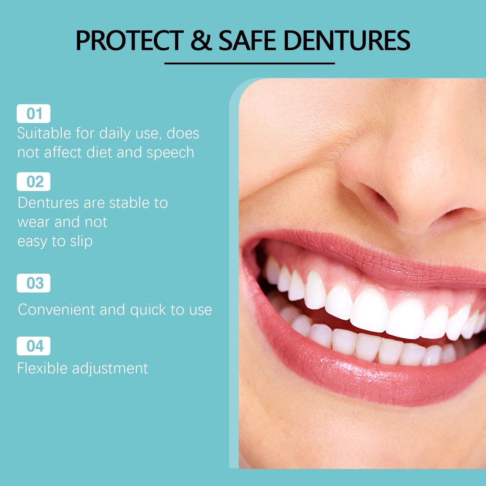 Adjustable Silicone Denture Kit, Interdental Care, Natural Temporary Fillings, Easy to Use ,1pair (dentures *2+ molding glue *2)