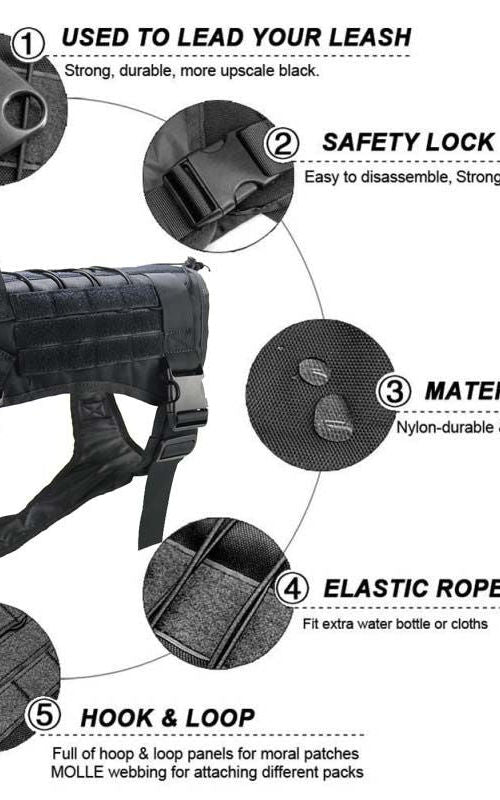 Tactical Dog Harness Nylon Handle Adjustable Training Harness Pet Working Vest