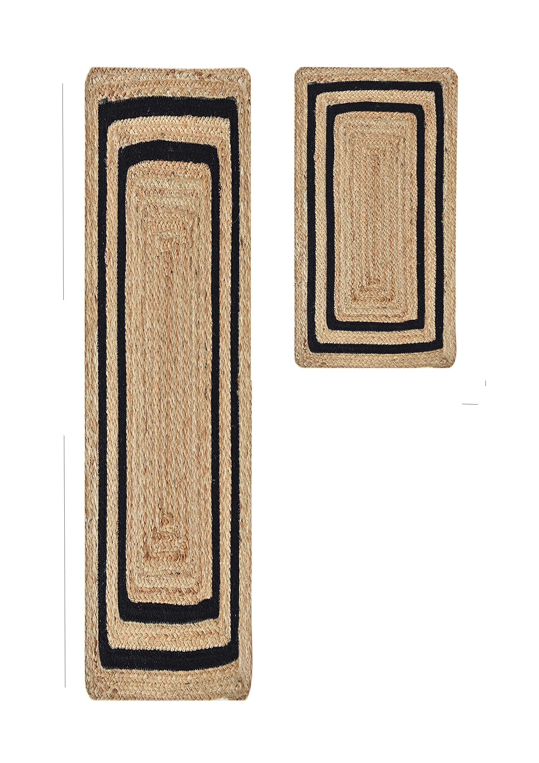 AIESY® 2 pcs Beautiful Anti-Slip Handwoven Jute Reversible Door Mat