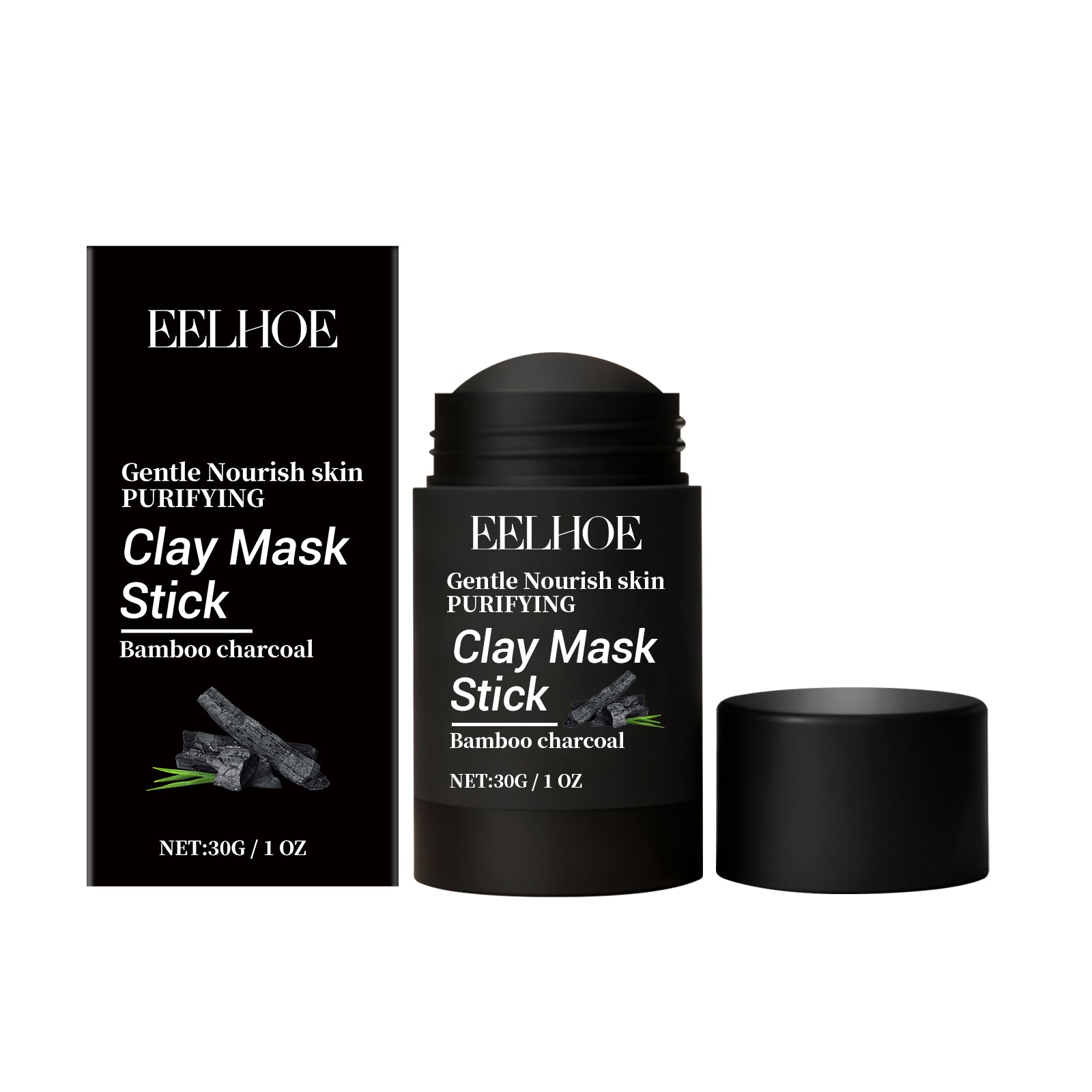Bamboo Charcoal Mud Mask Stick, Deep Cleansing, Hydrating, Oil Control, Clear Skin ,30g