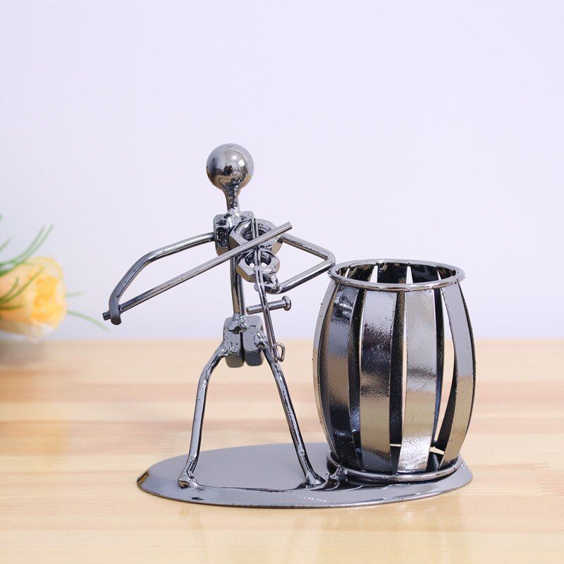 Musician Pattern Pen Holder Iron Art Music Figure Desktop Organizer Home Decoration