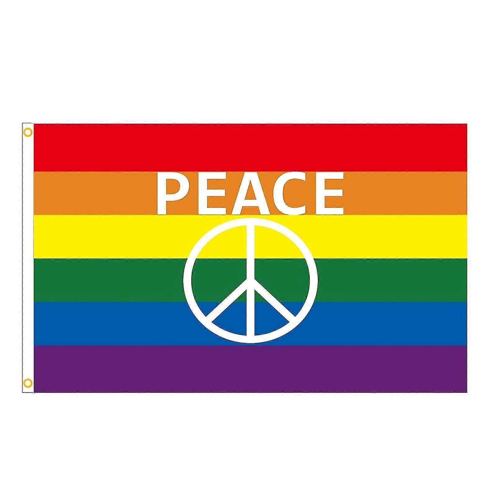 Washable Vivid Color Uv Resistant Rainbow Peace Flag