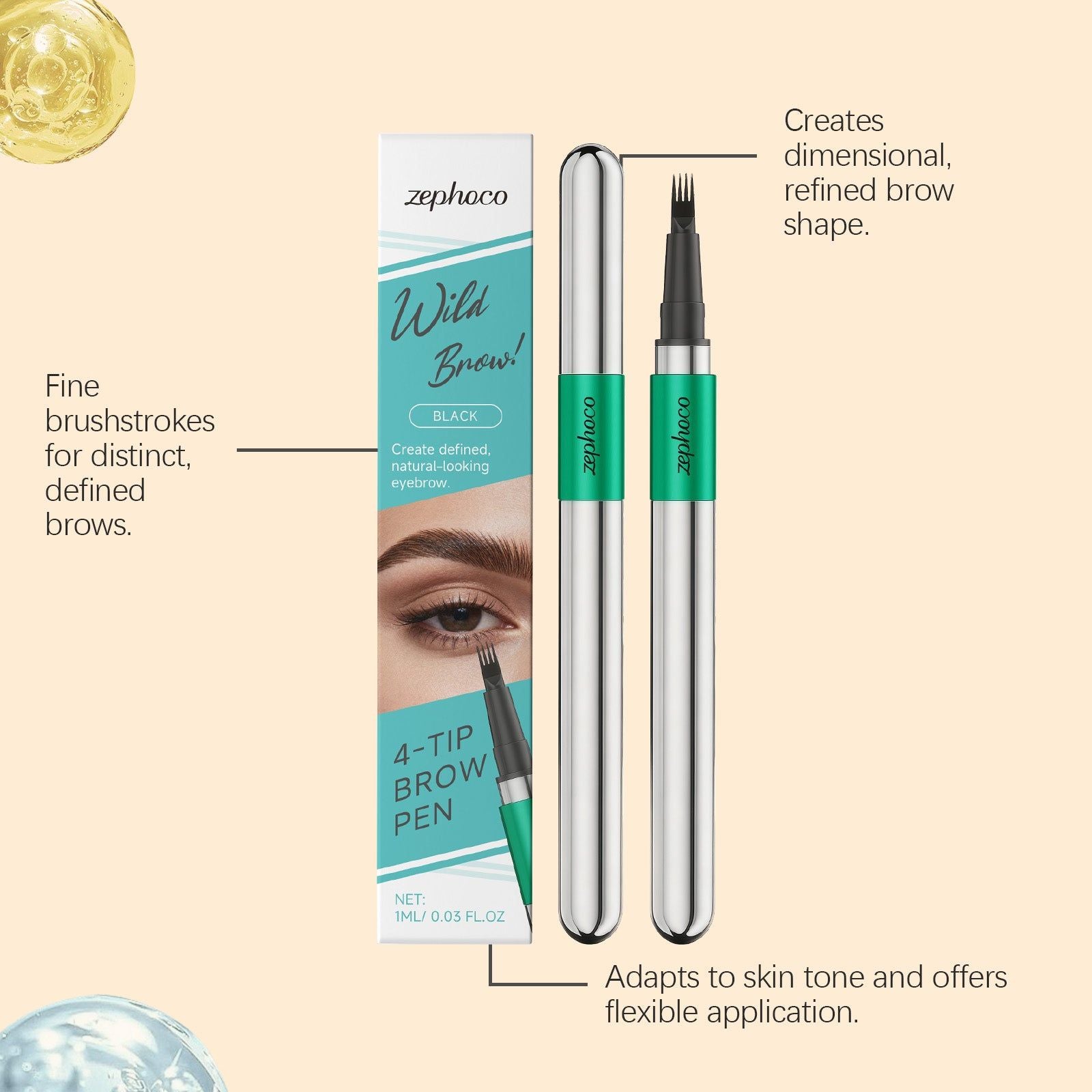 3D Natural Eyebrow Pencil, Smudge-Proof, Beginner Friendly, Long-Lasting, Perfect for All Skin Types ,1ml