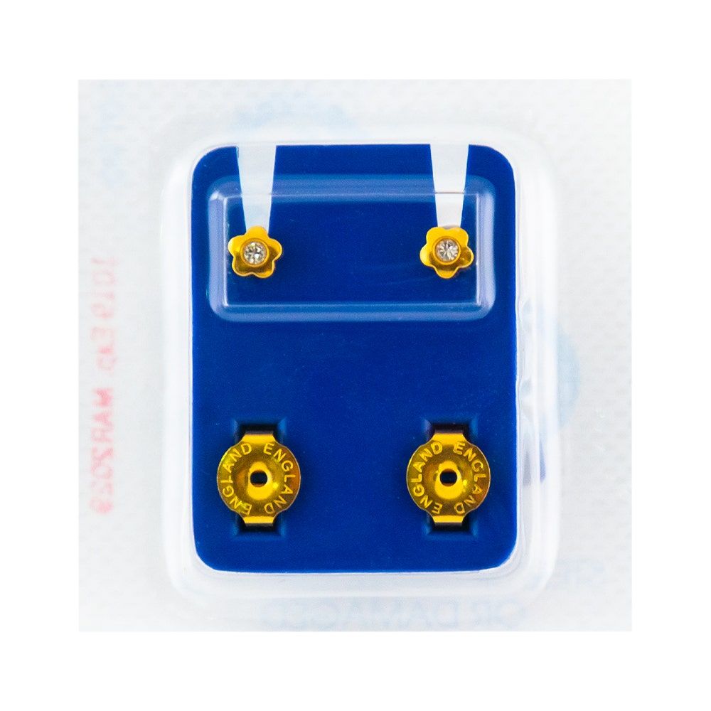 Caflon Singles Shape Flower With Stone Gold Plated Earring, Assorted Stone Color