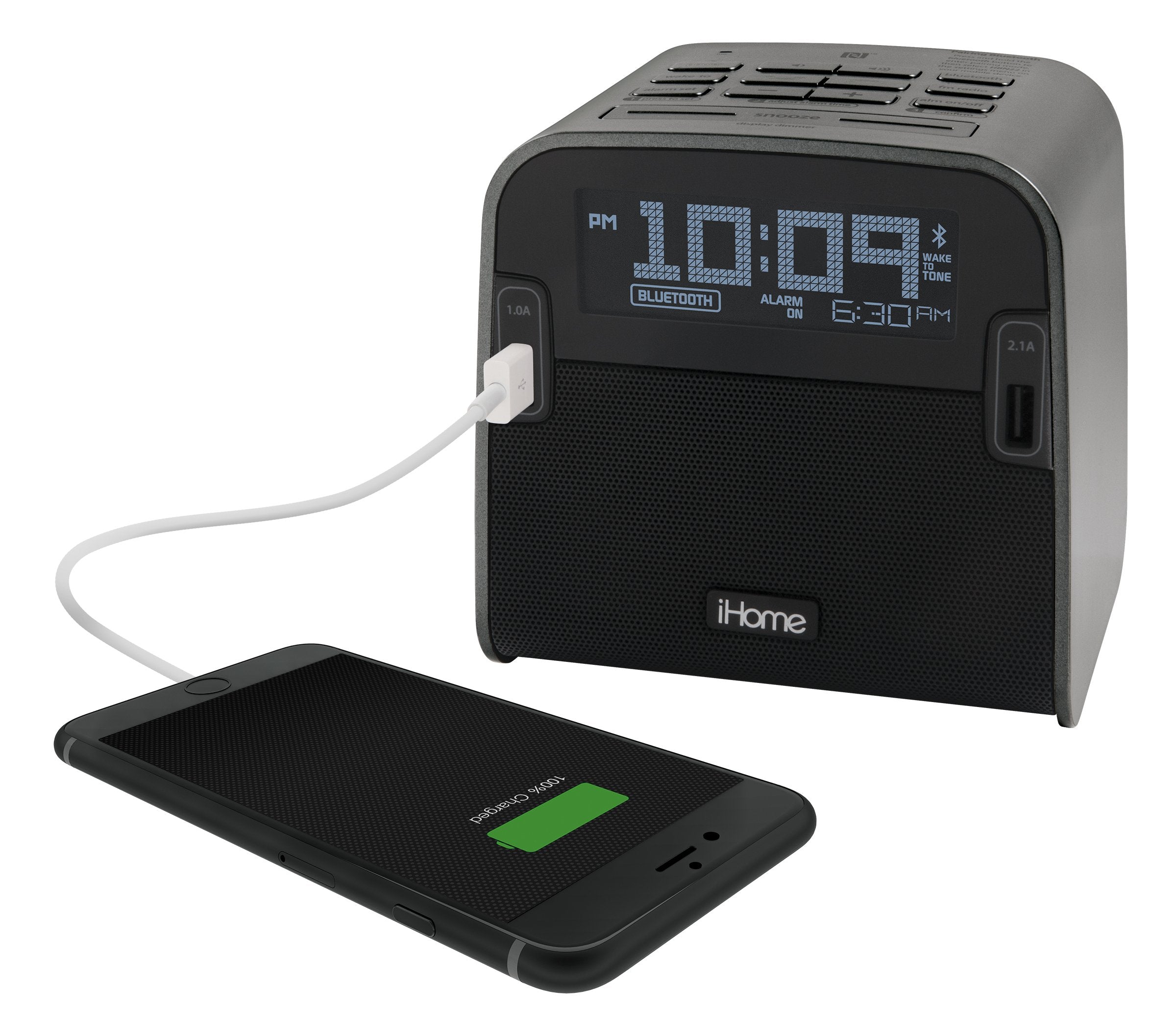 iHome HBN22E   NFC Bluetooth FM Clock Radio with Speakerphone and Dual USB Charging