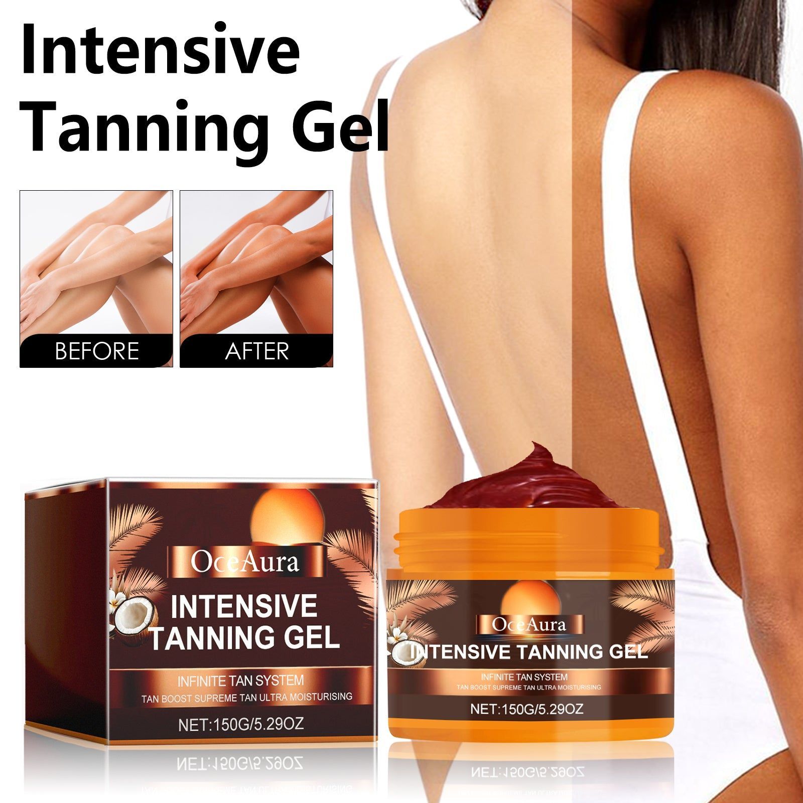 Blackening Tanning Gel, Natural Summer Glow, Long-Lasting Moisturizer ,150g