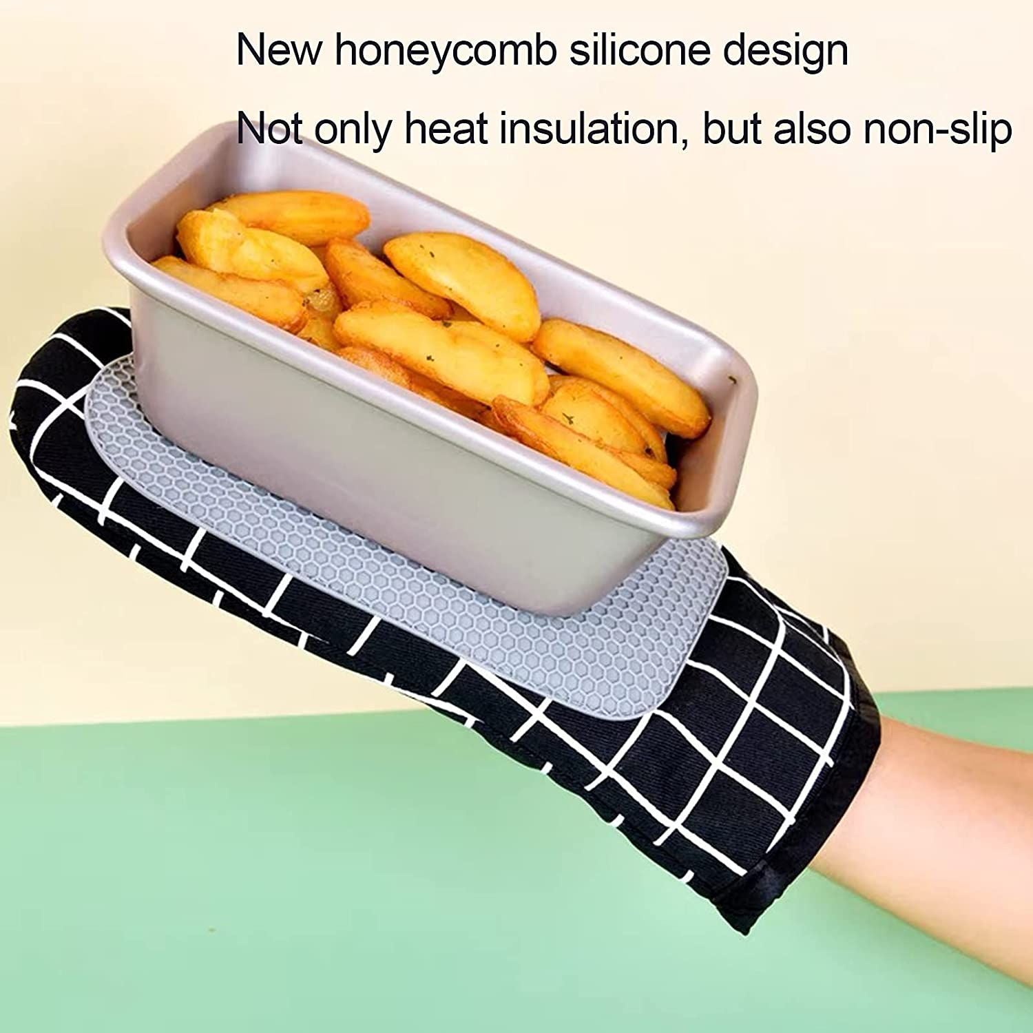Oven Gloves Heat Resistant Mitts Silicone Kitchen Heat Insulating Gloves For Baking
