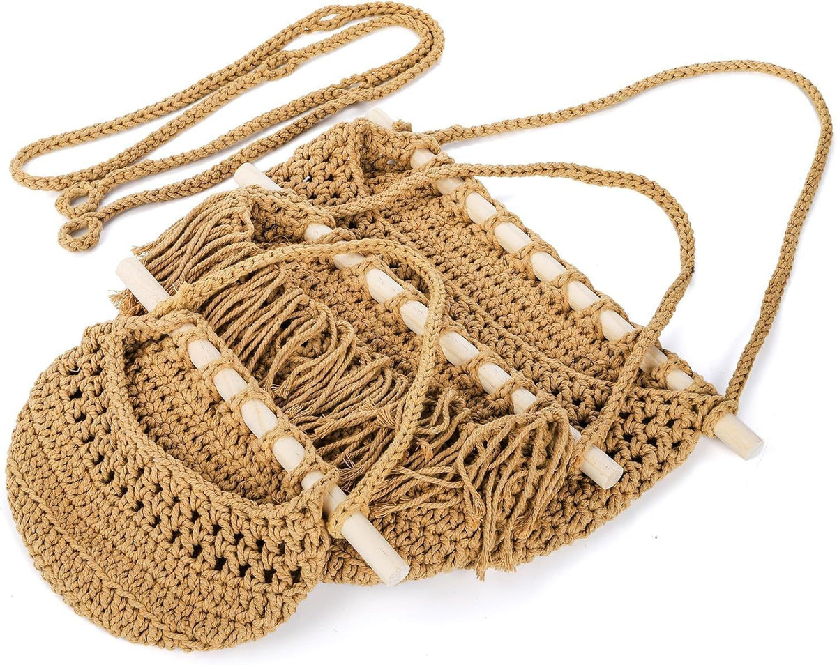 3 Tier Hanging Fruit Basket Woven Cotton Wall Mounted Storage Baskets for Kitchen Bedroom