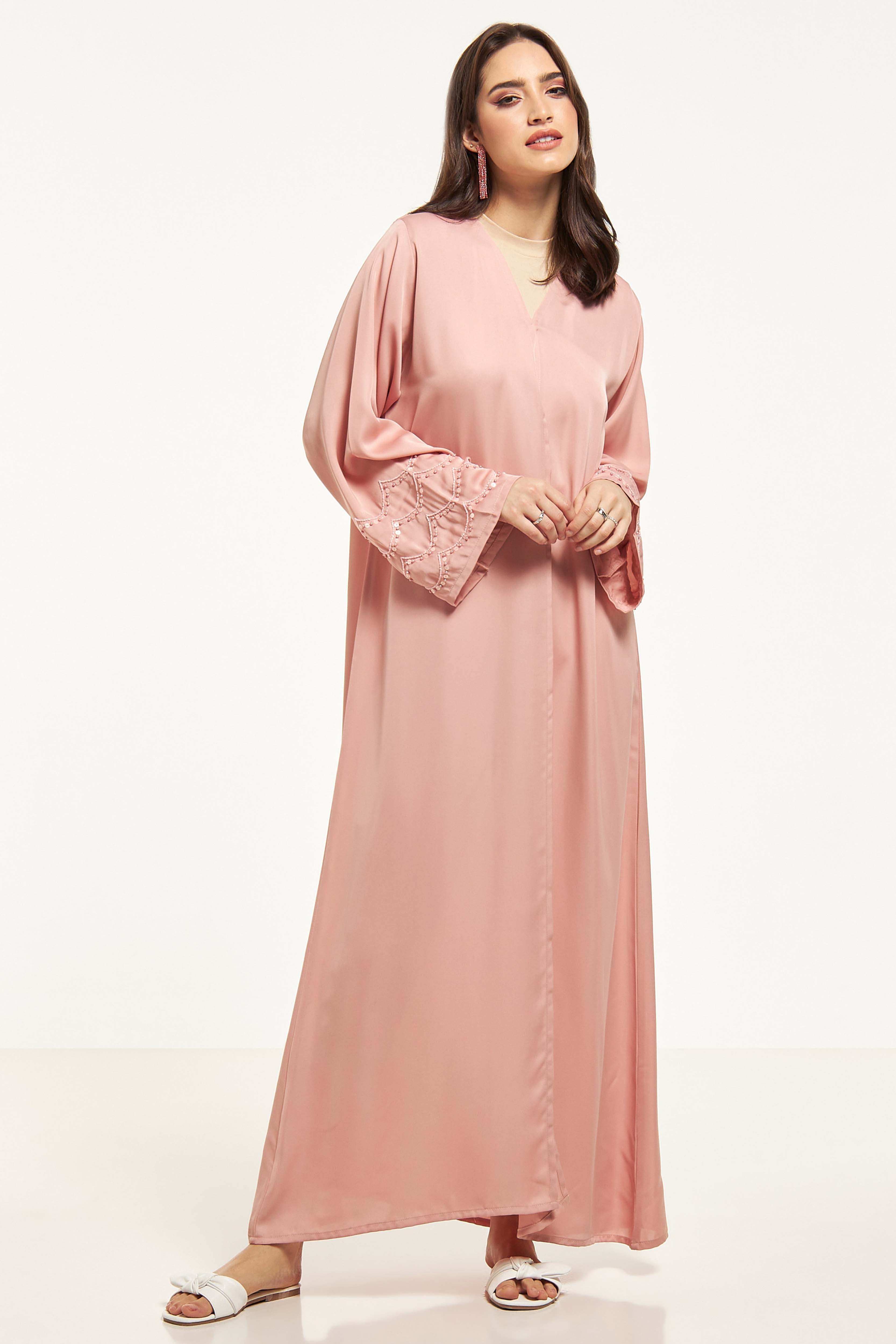MOiSTREET Embellished Abaya with Sheila