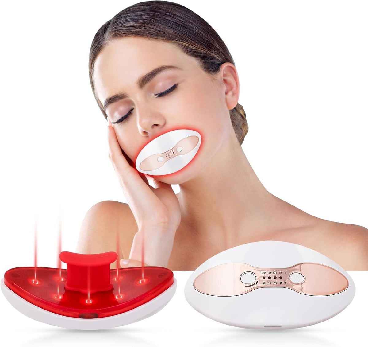 Lip Plumper Device Red Light Therapy 2 in 1 Lip and Eye Care Tool with Heated for Anti-Aging
