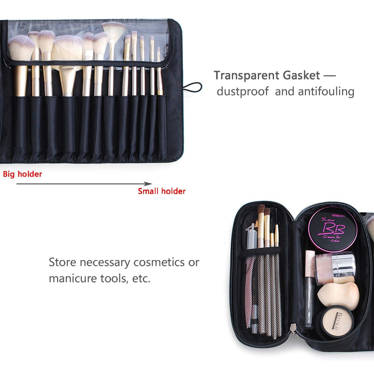 Makeup Brush Organizer Makeup Storage Bag Brush Holder Cosmetic Bag Roll Up Holder
