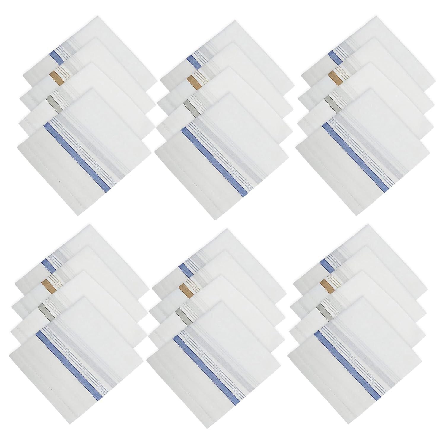 Set of 24 Cotton Hankies for Men Handkerchief Collection